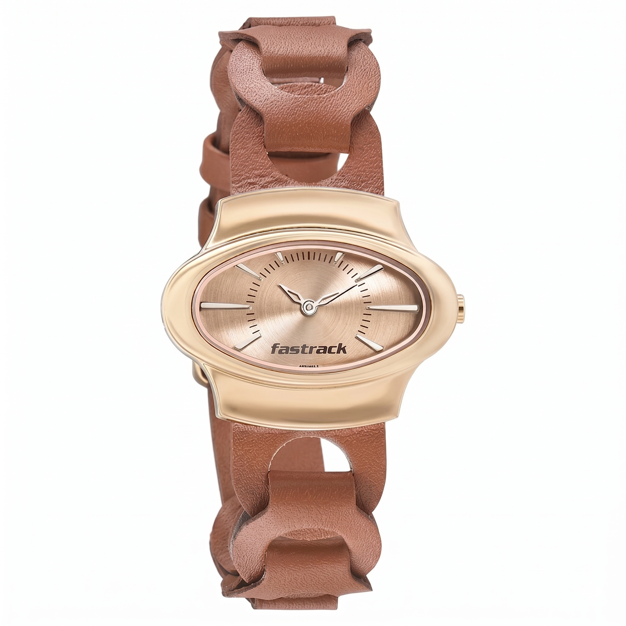 Fastrack 6004WL01 | Fastrack Hitlist Quartz Analog Rose Gold Dial Leather Strap Watch for Girls