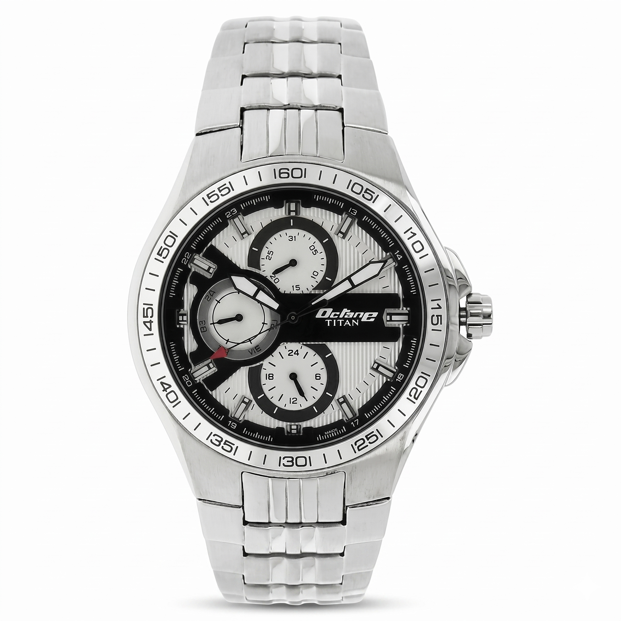 Titan 90041SM01 | Titan Quartz Multifunction White Dial Stainless Steel Strap Watch for Men