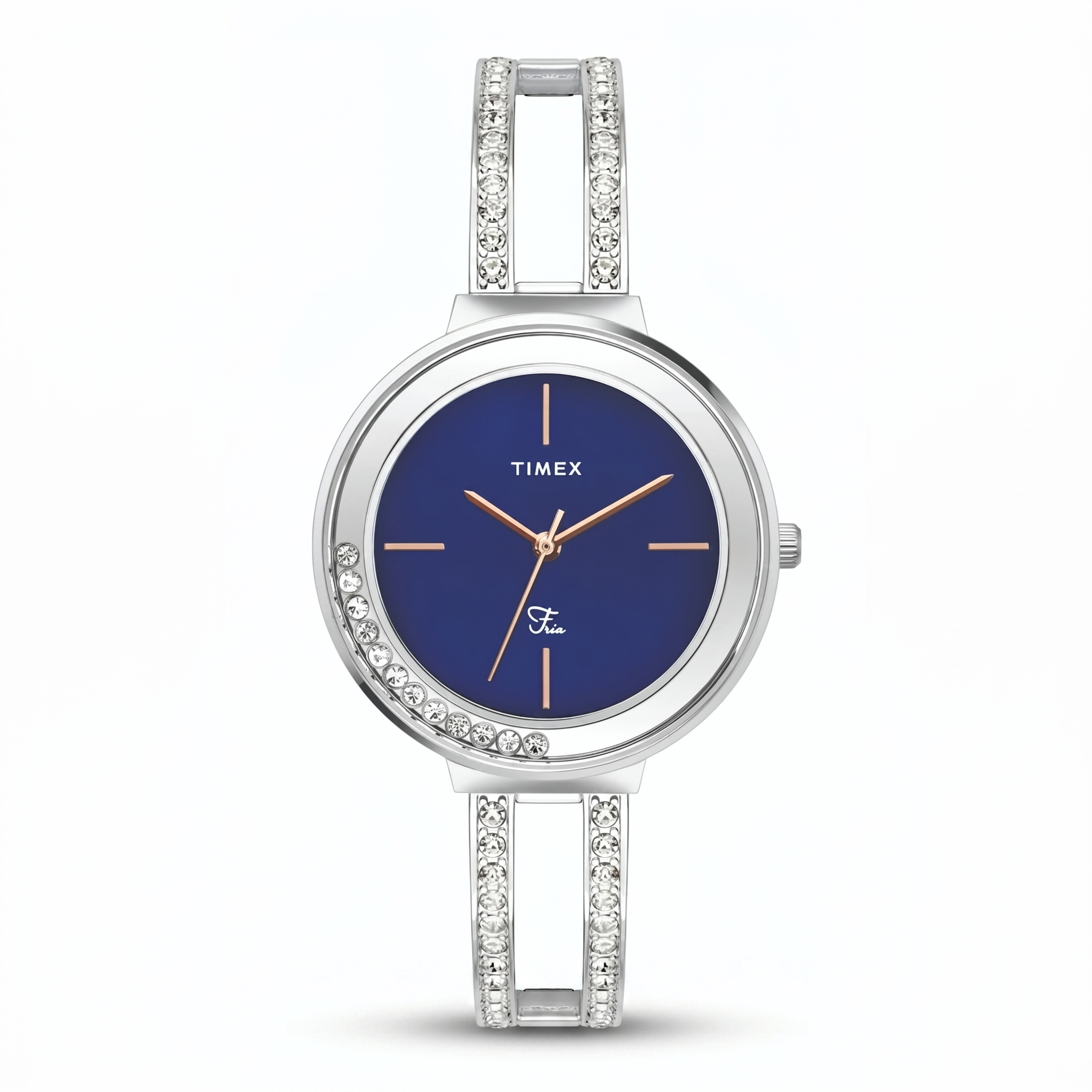 Timex TWEL13500 | Timex Fria Women's Blue Dial Round Case 3 Hands Function Watch