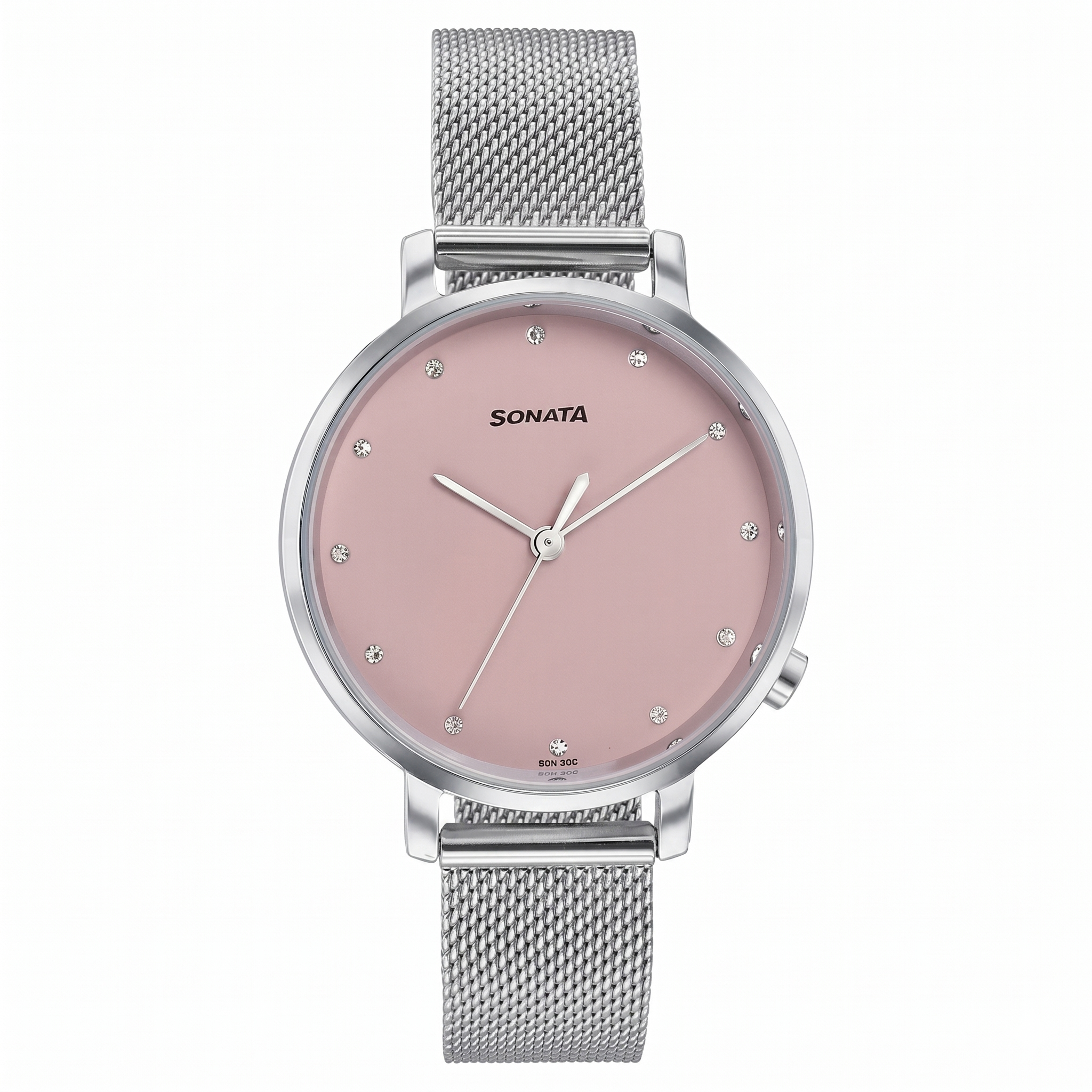 Sonata 87045SM02 | Sonata Elegent Essentials Quartz Analog Pink Dial Stainless Steel Strap Watch For Women