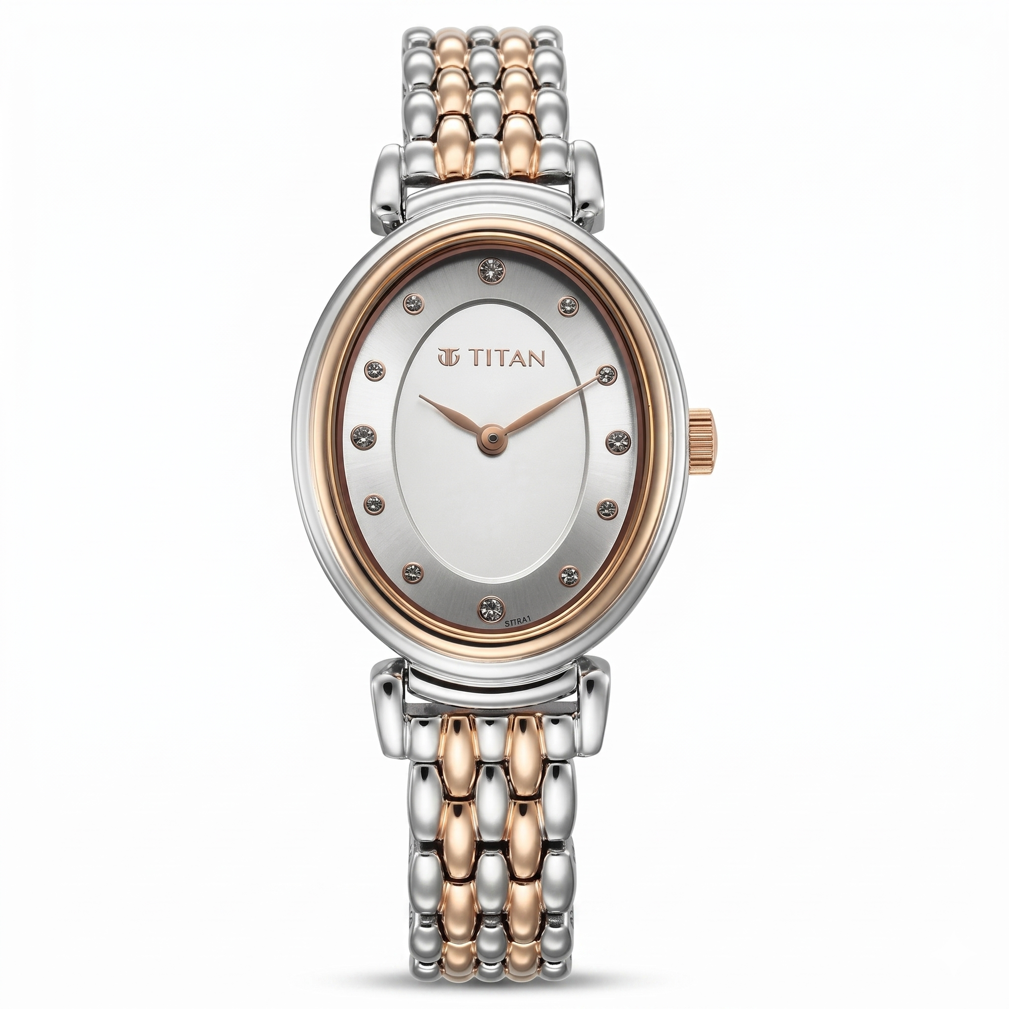 Titan 95242KM01 | Titan Aura Quartz Analog Silver Dial With Two Toned Stainless Steel Strap Watch For Women