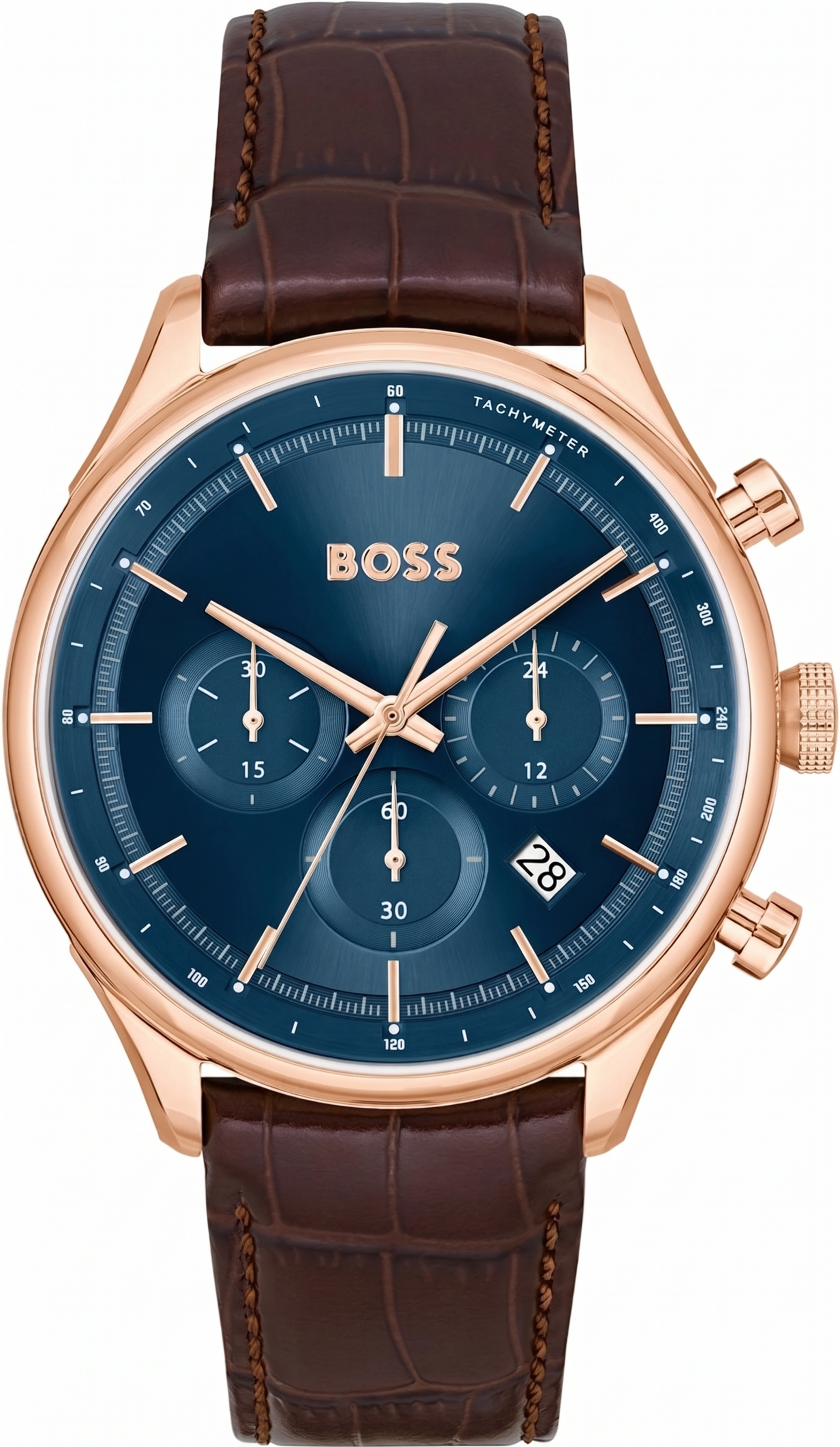 Boss 1514050 | Gregor Men Quartz Blue Dial Analog Leather Watch .