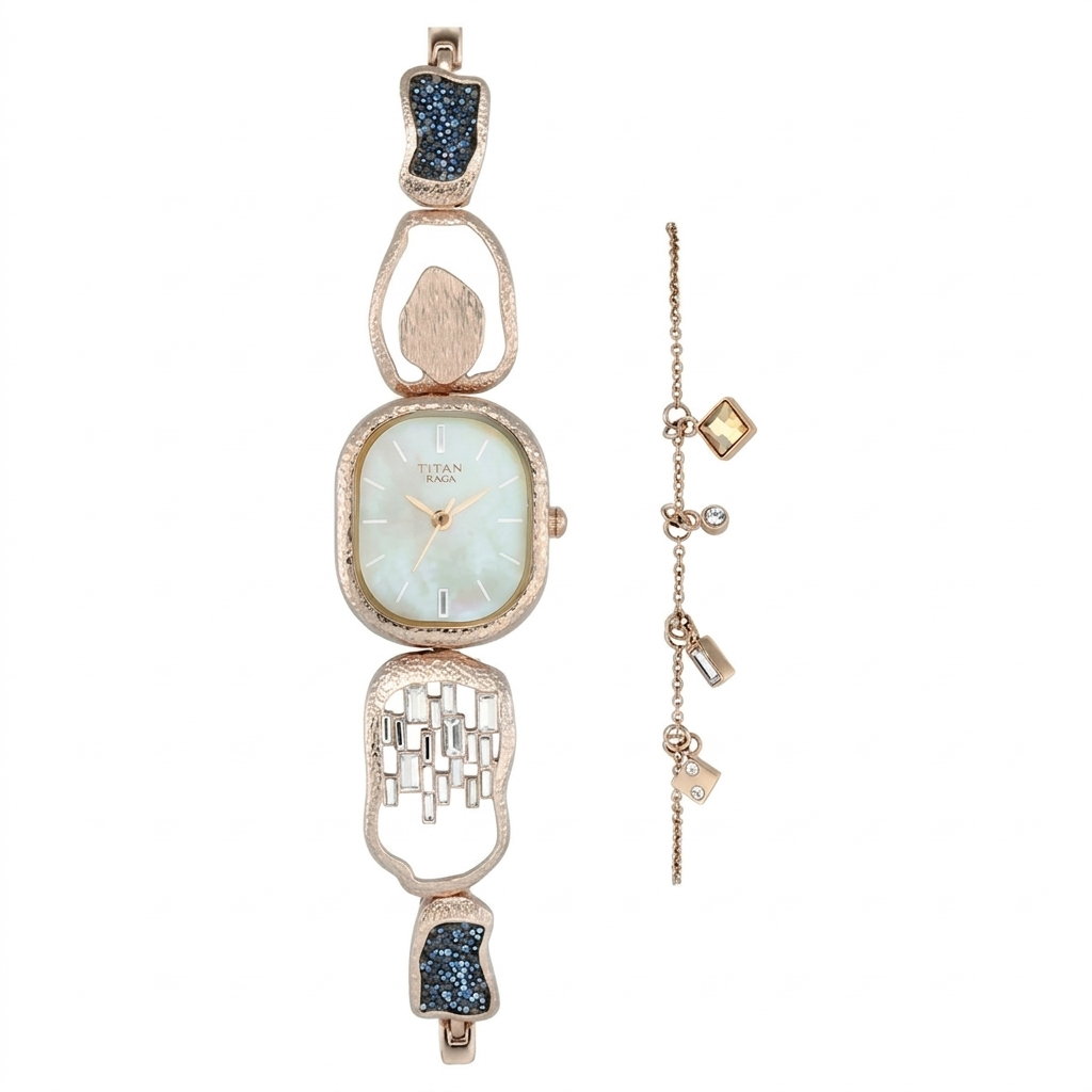Titan 95098WM02 | Titan Raga I Am Mother of Pearl Dial Women Watch With Metal Strap