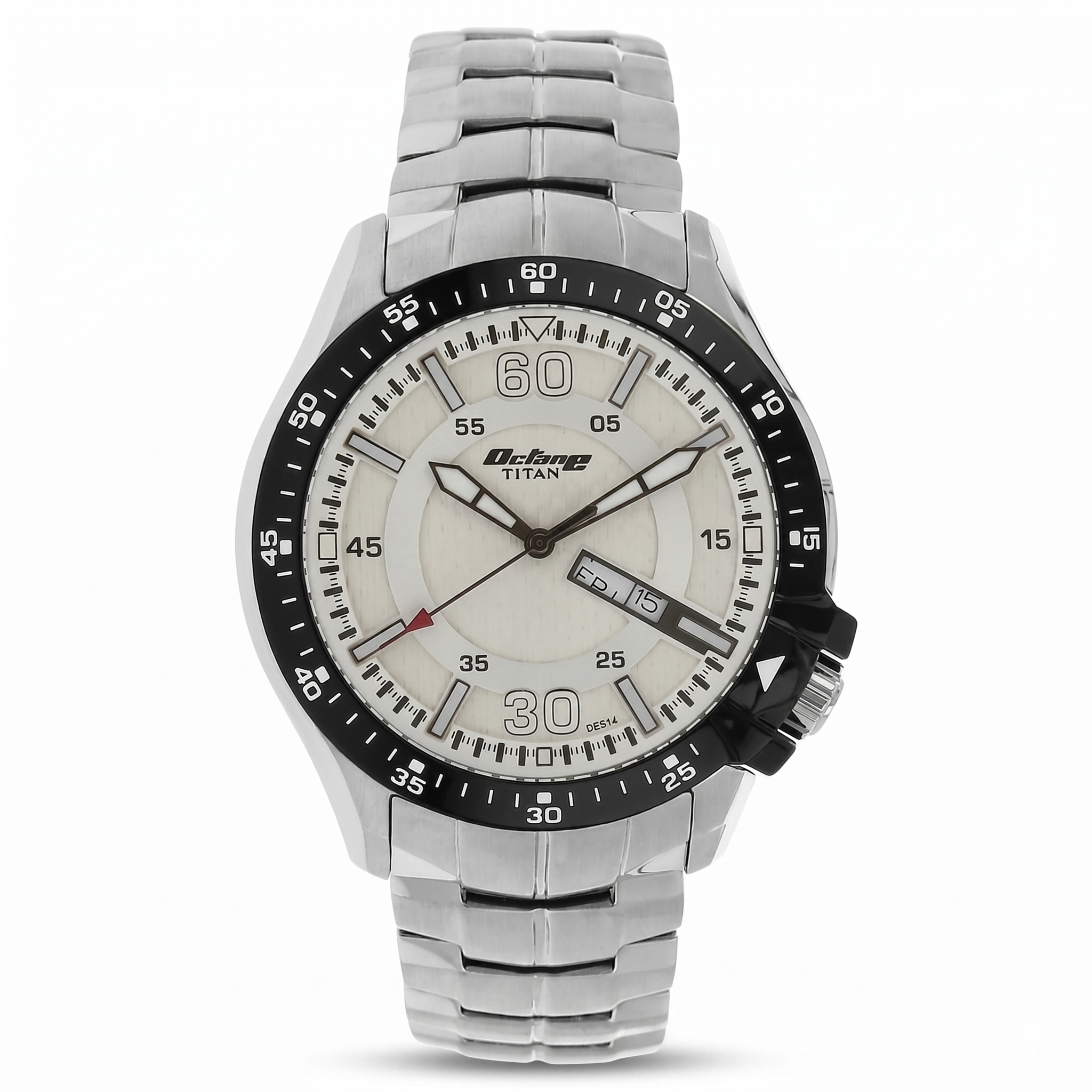 Titan 90042KM01J | Titan White Dial Analog with Day and Date Stainless Steel Strap watch for Men