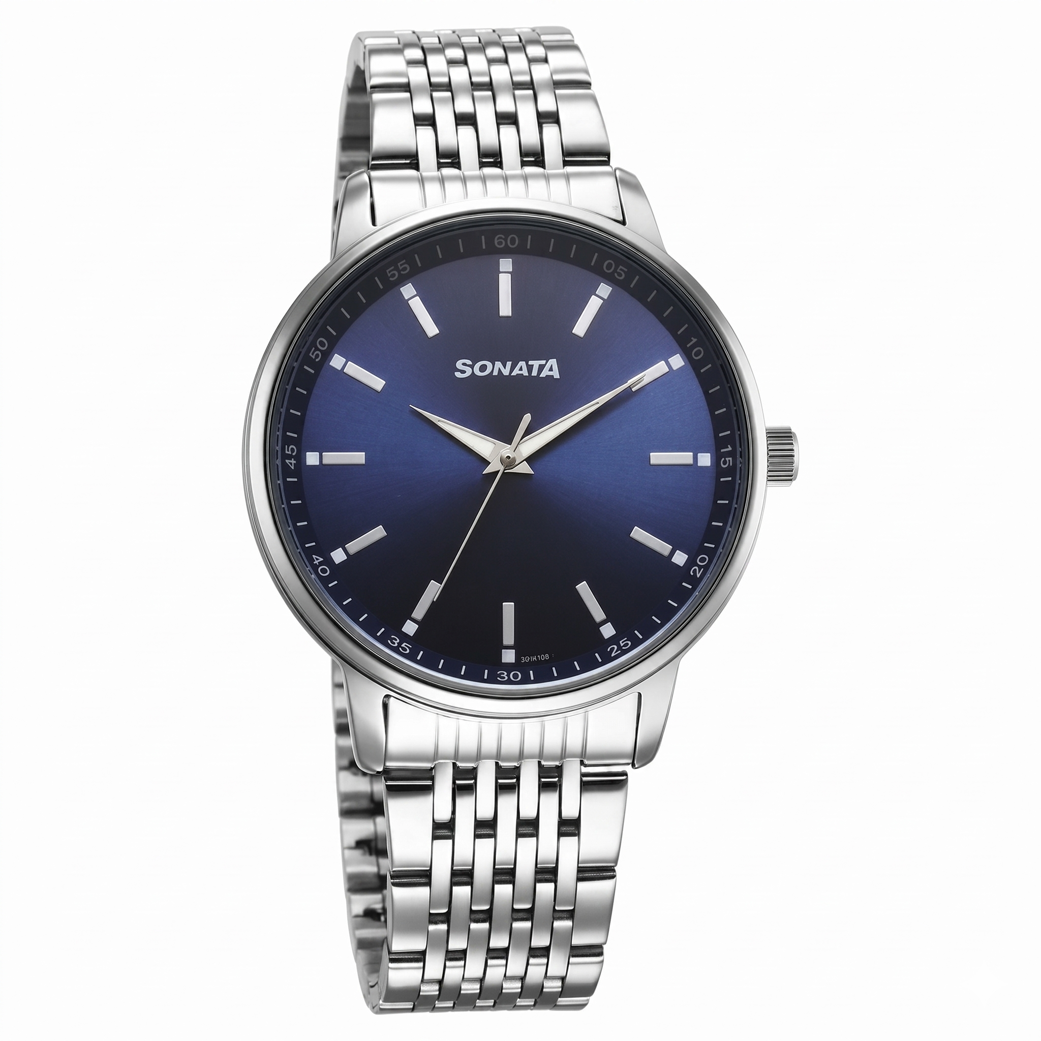 Sonata 77156SM01 | Sonata Wedding Quartz Analog Blue Dial Stainless Steel Strap Watch For Men