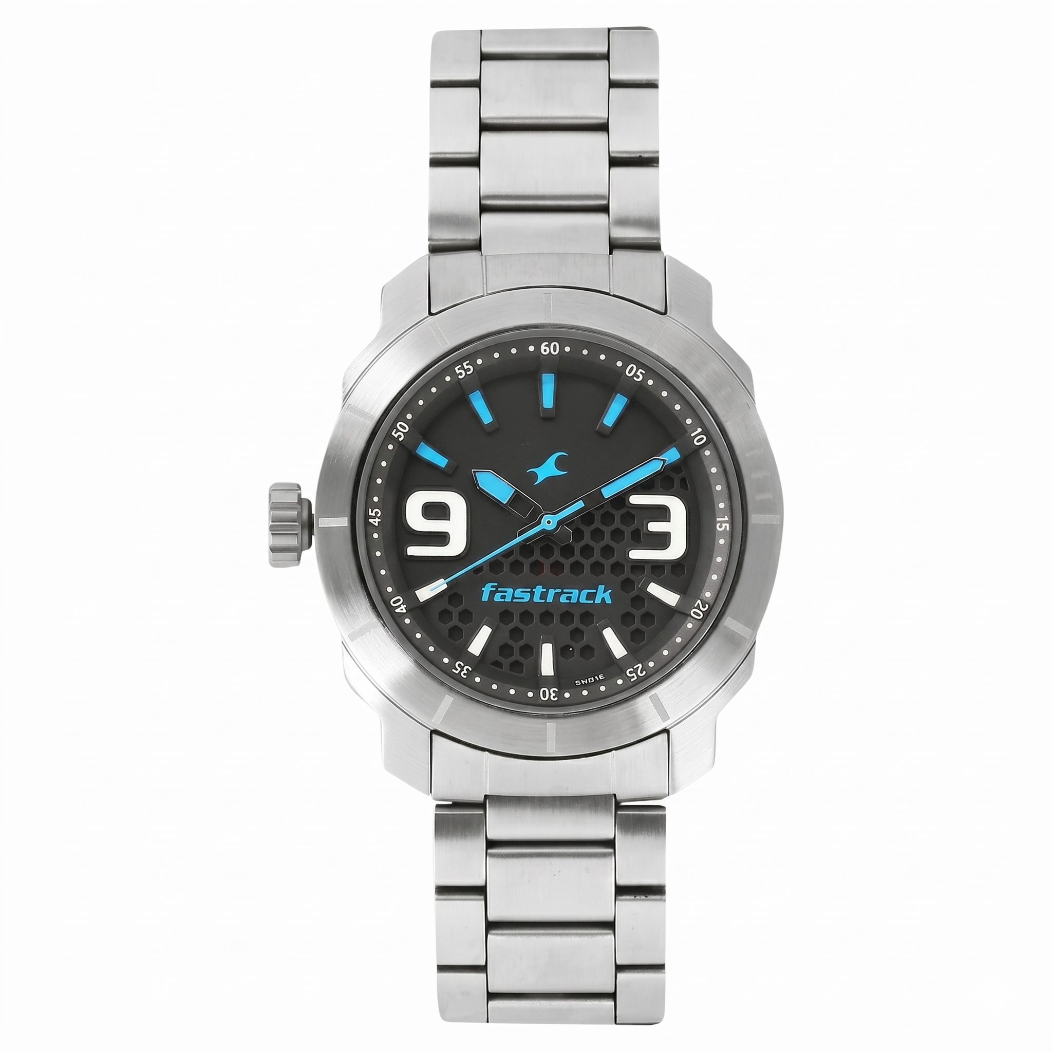 Fastrack 3168SM02 | Fastrack Loopholes Quartz Analog Black Dial Stainless Steel Strap Watch for Guys