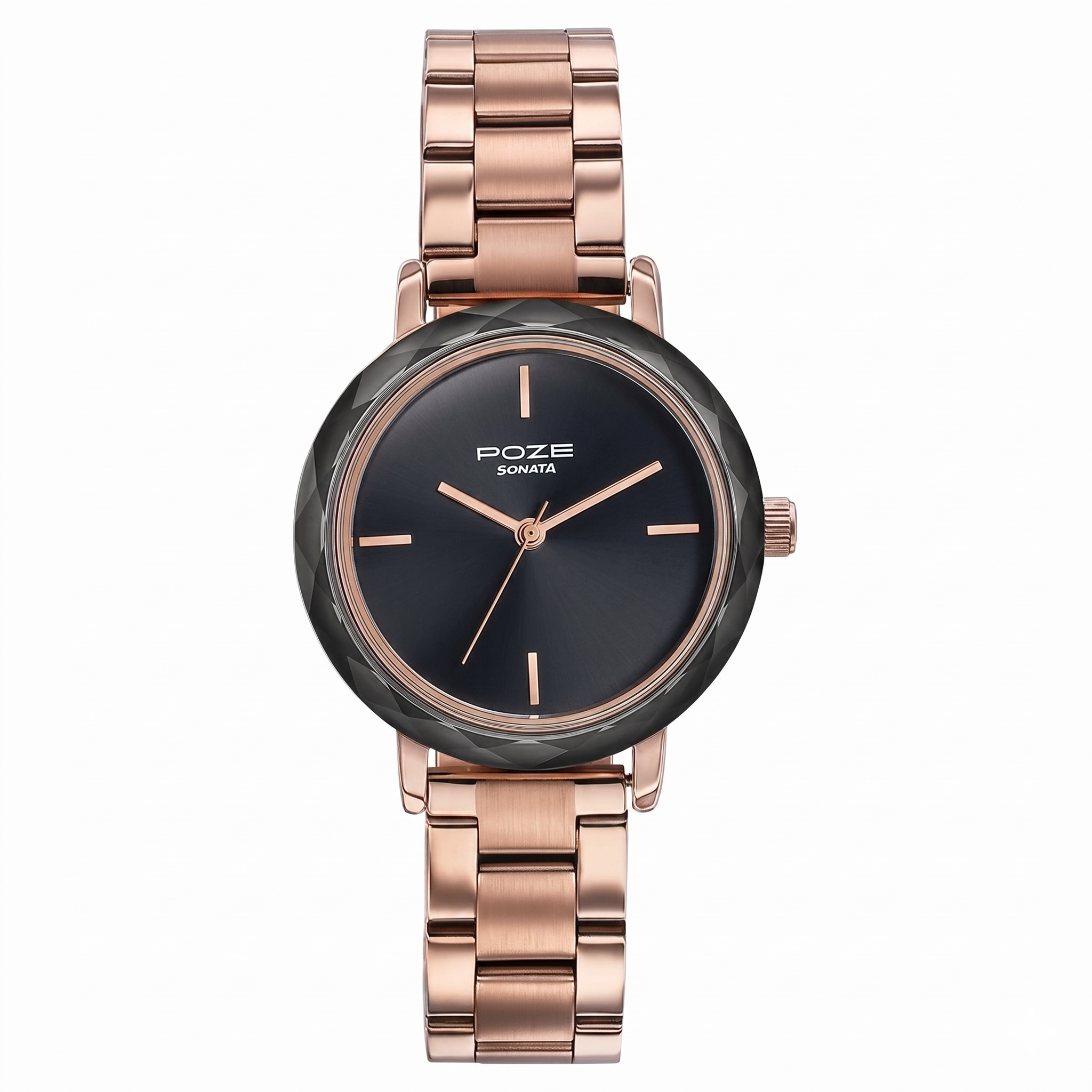 Sonata SP80099KM03 | Sonata Poze Quartz Analog Black Dial Stainless Steel Strap Watch For Women