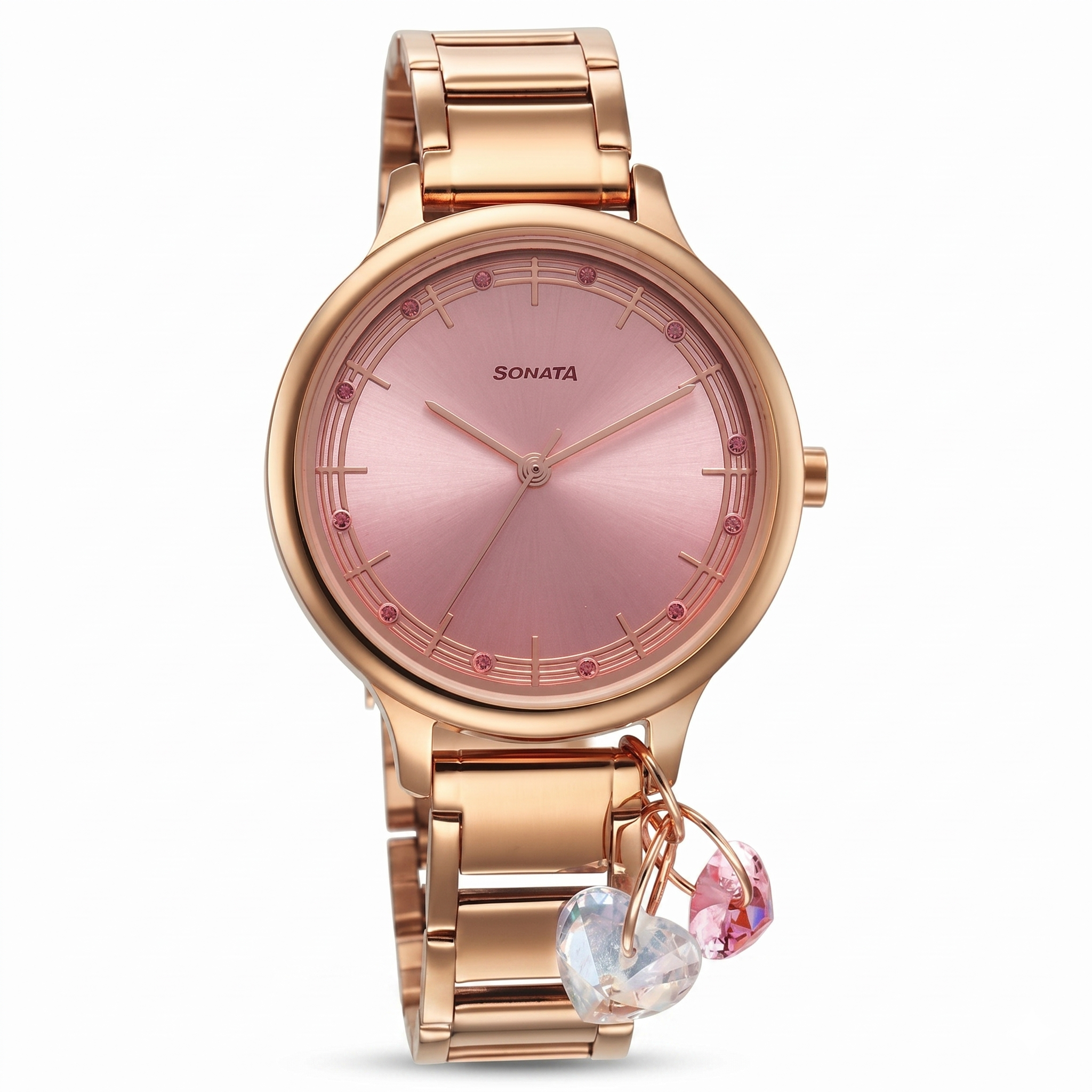 Sonata NS87050WM05 | Sonata Blush Quartz Analog Pink dial Stainless Steel Strap Watch for Women