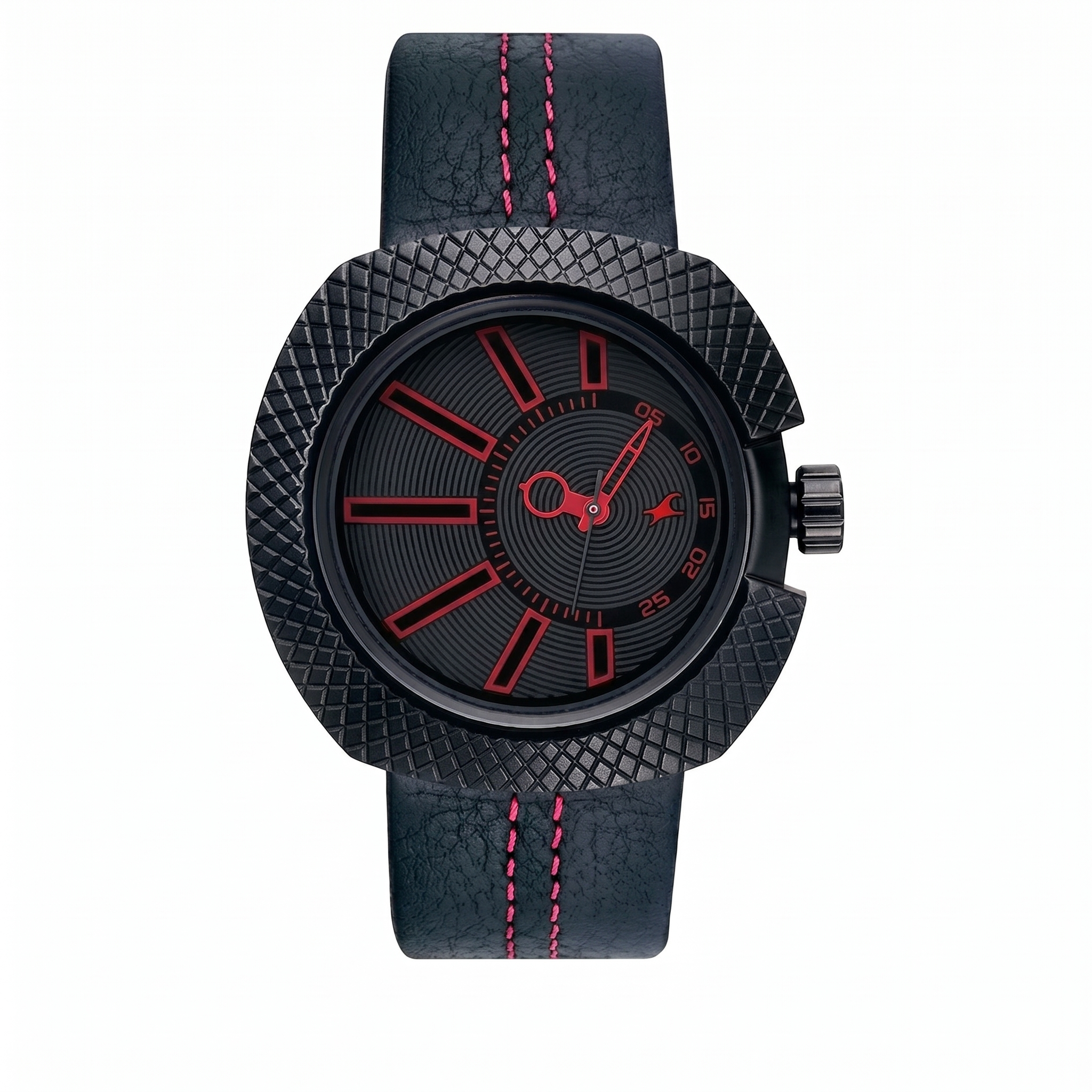 Fastrack 3092NL02 | Fastrack Quartz Analog Black Dial Leather Strap Watch for Guys