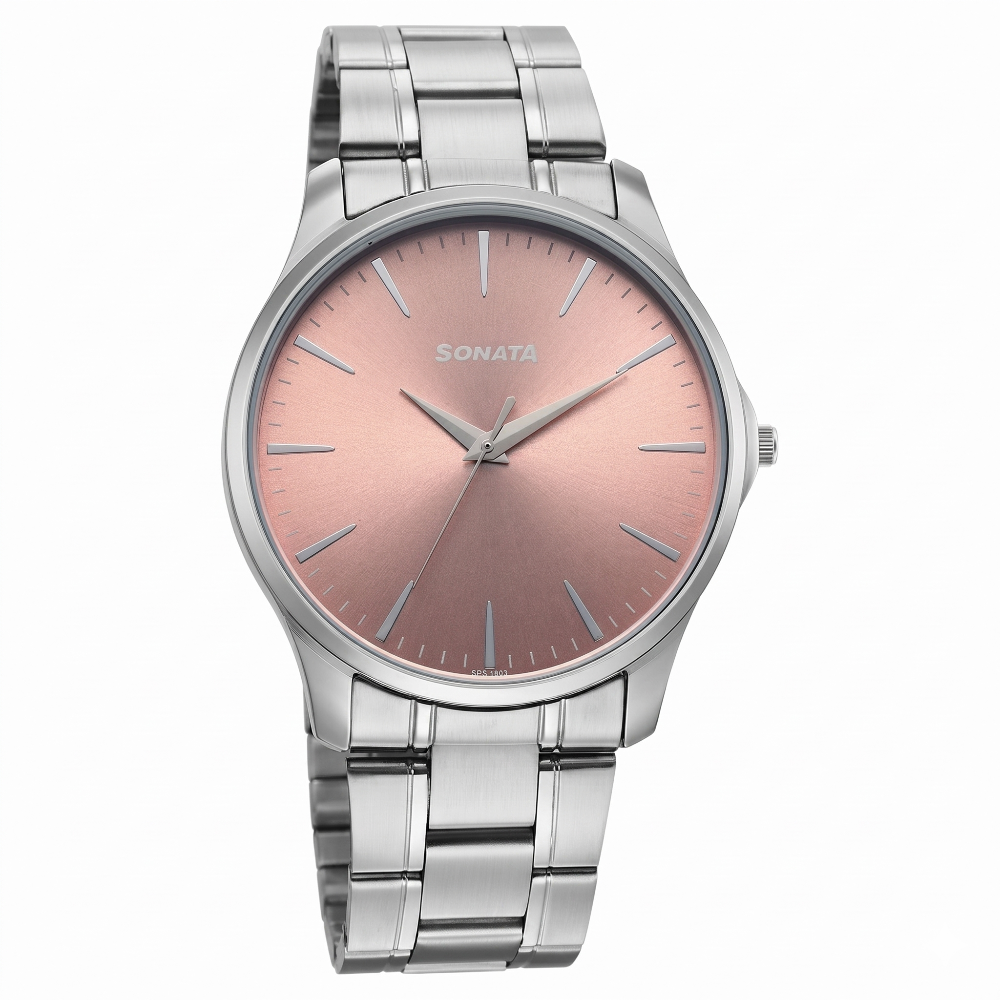 Sonata 77163SM08 | Sonata Ease Watches For Men With Metal Strap And Rose Dial
