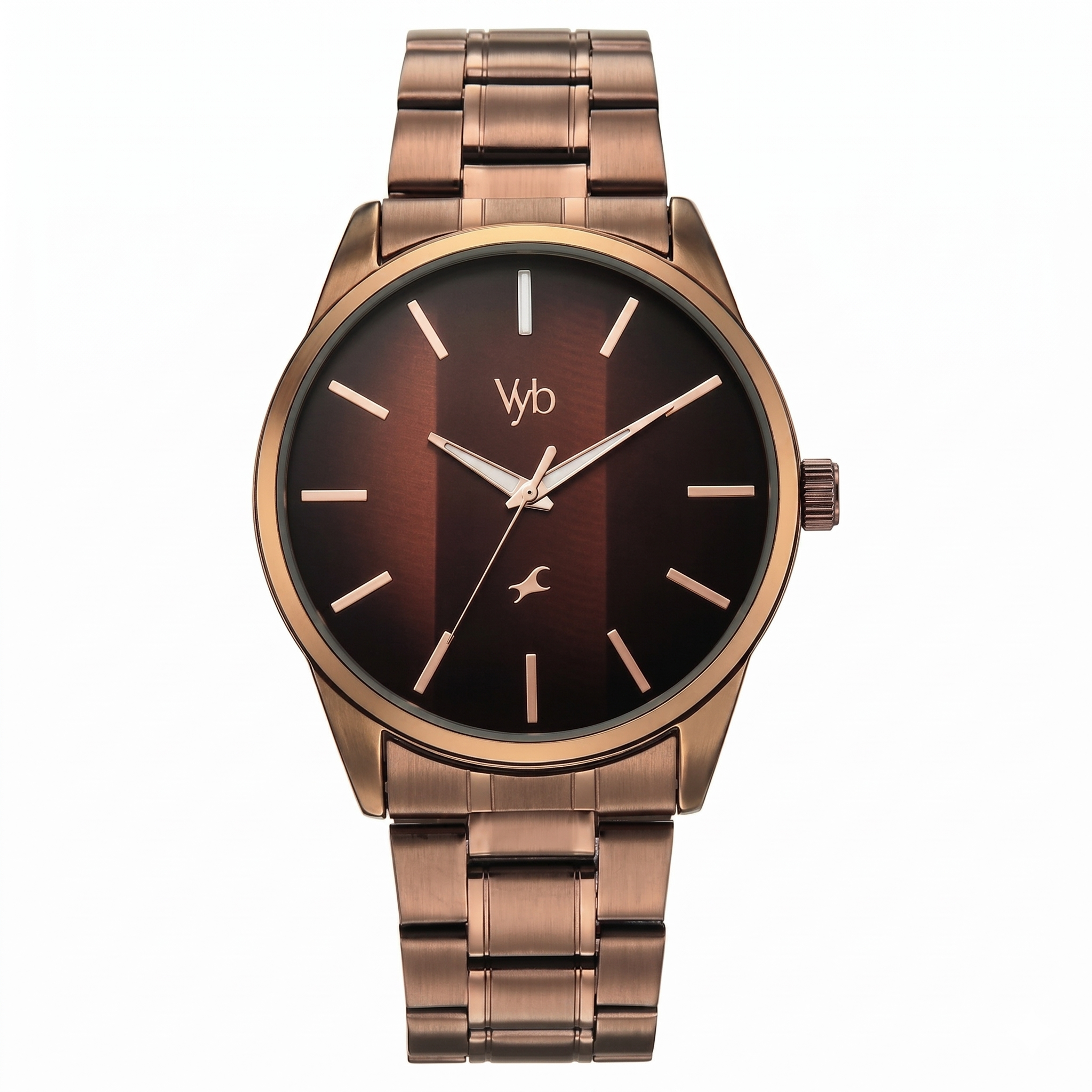 Fastrack FV30041QM01 | Vyb Drift By Fastrack Quartz Analog Brown Dial Brown Stainless Steel Strap Watch For Guys