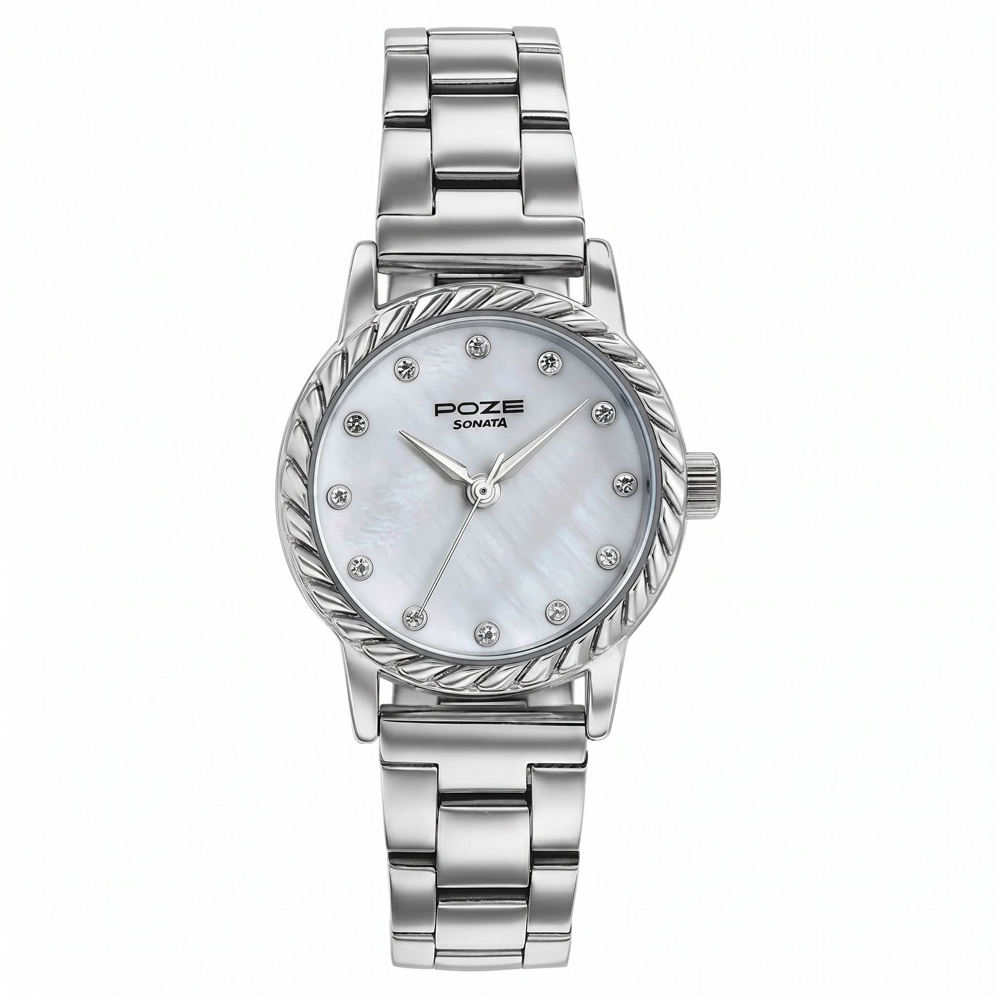 Sonata SP80177SM01 | Poze By Sonata Quartz Analog White Mother of Pearl Dial Silver Metal Strap Watch For Women