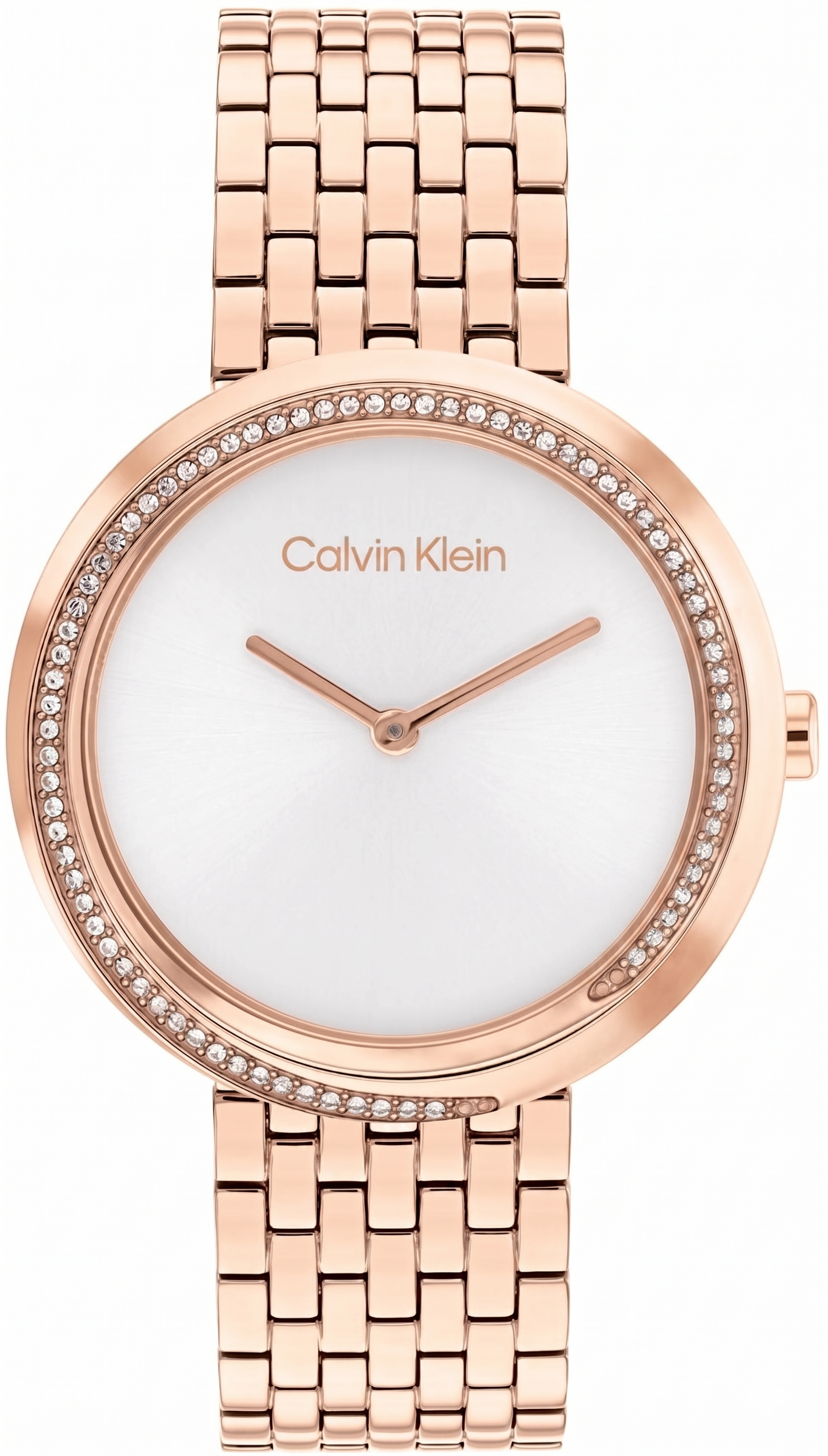 Calvin Kelin 25100038 | Twisted Bezel Women Quartz Silver Dial Analog Stainless Steel Watch