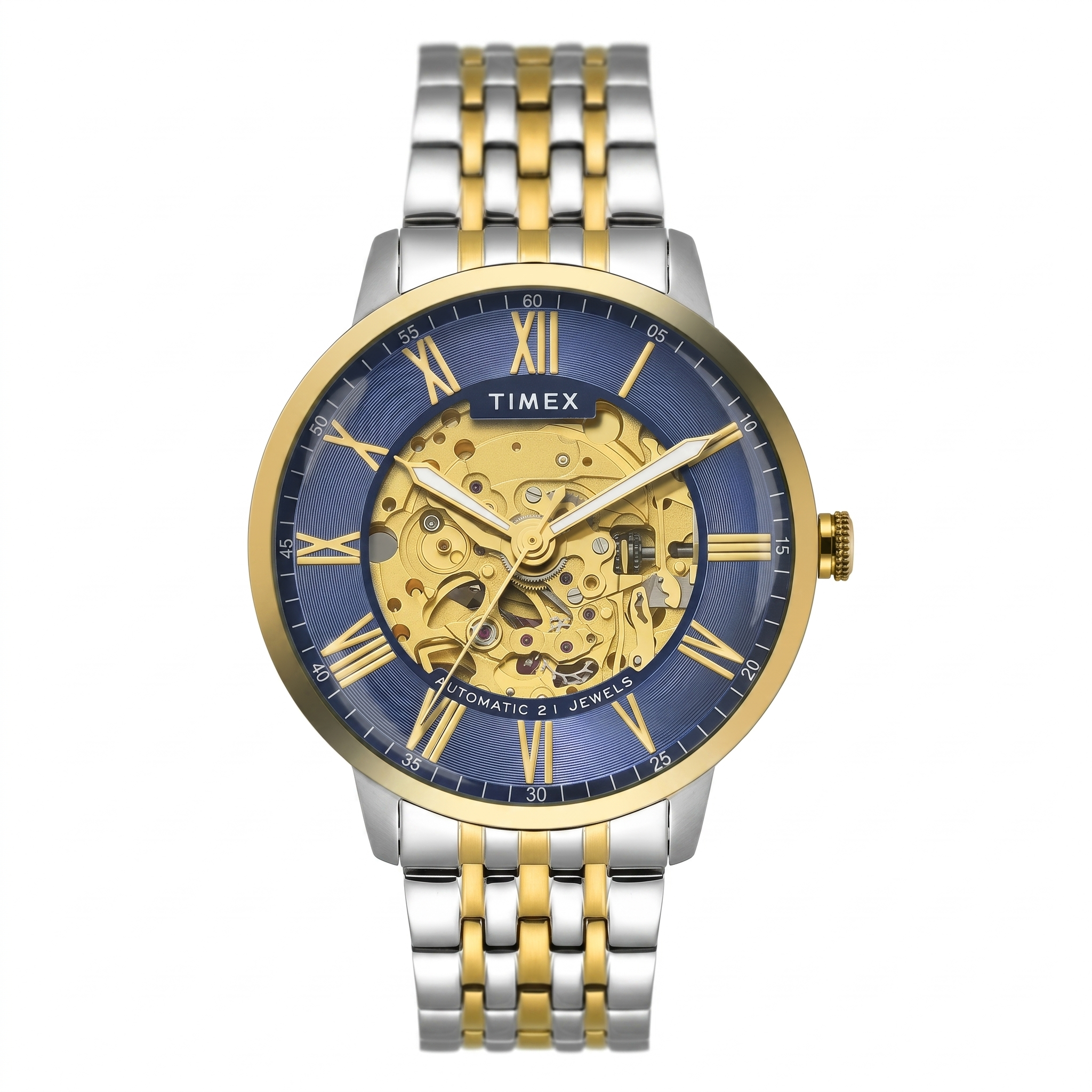 Timex TWEG23505 | TIMEX Blue Round Dial Analog Automatic Men's Watch.