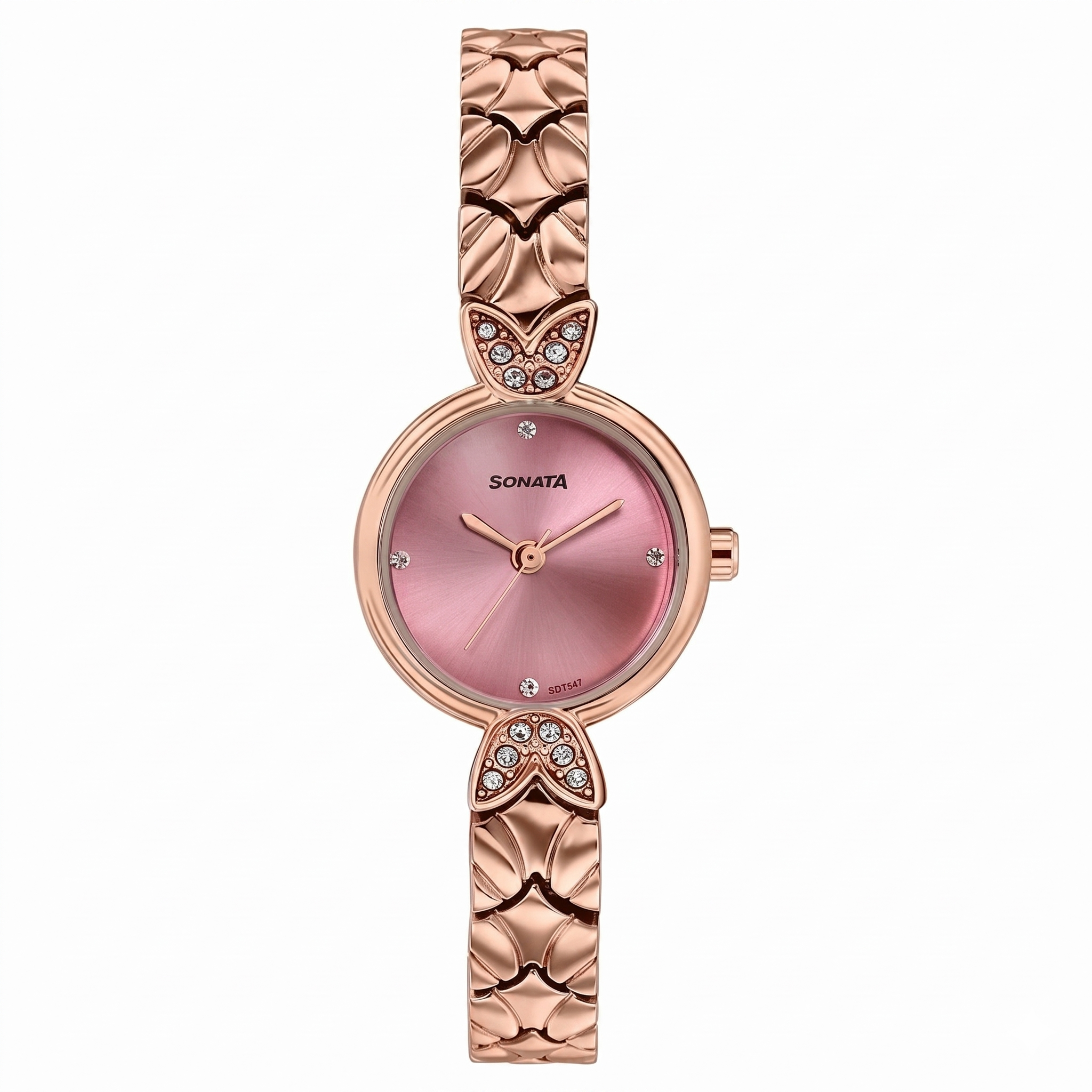 Sonata 87124WM06 | Women's Vintage style Pink dial Bracelet Watch