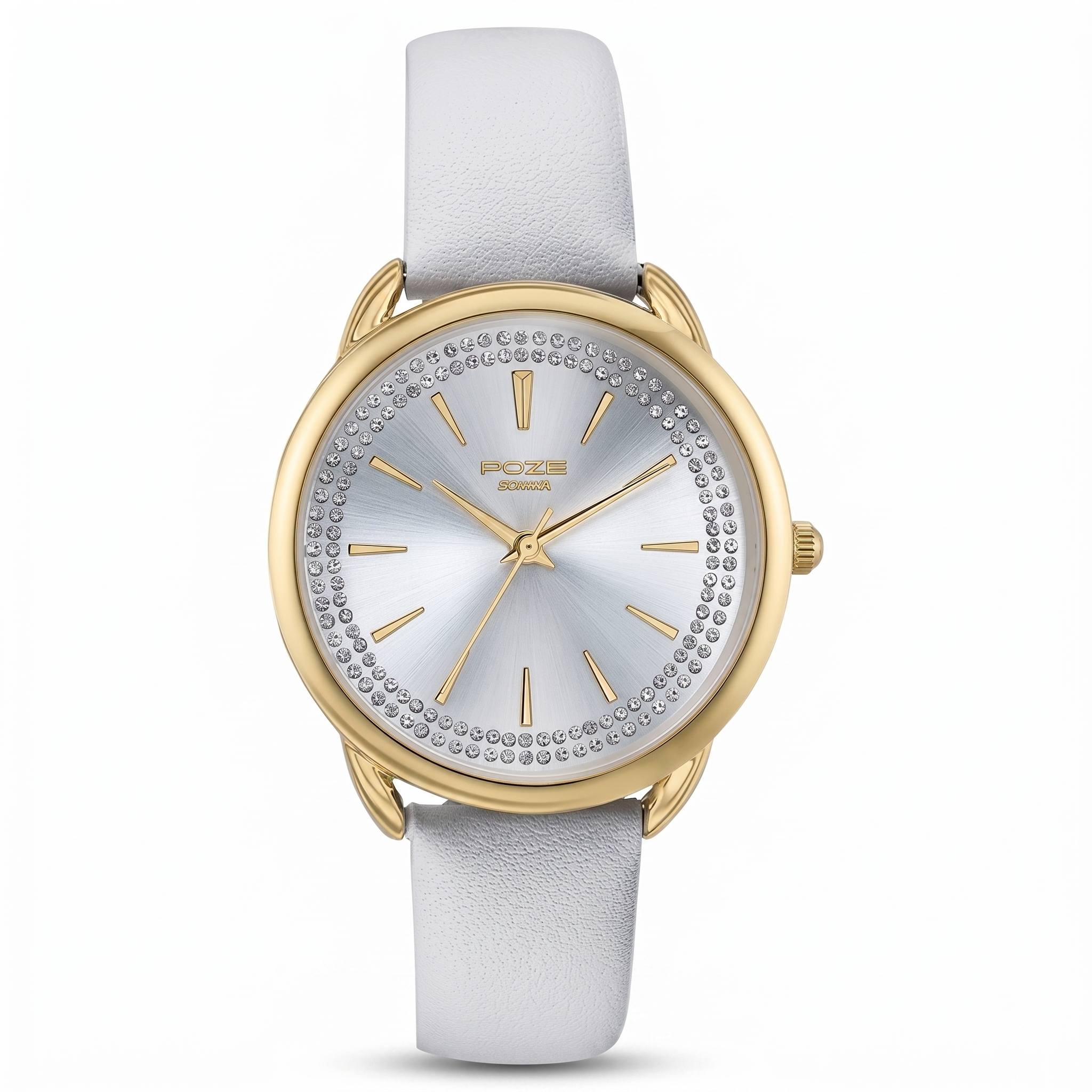 Sonata SP80104YL01 | Sonata Poze Quartz Analog Silver Dial Leather Strap Watch For Women