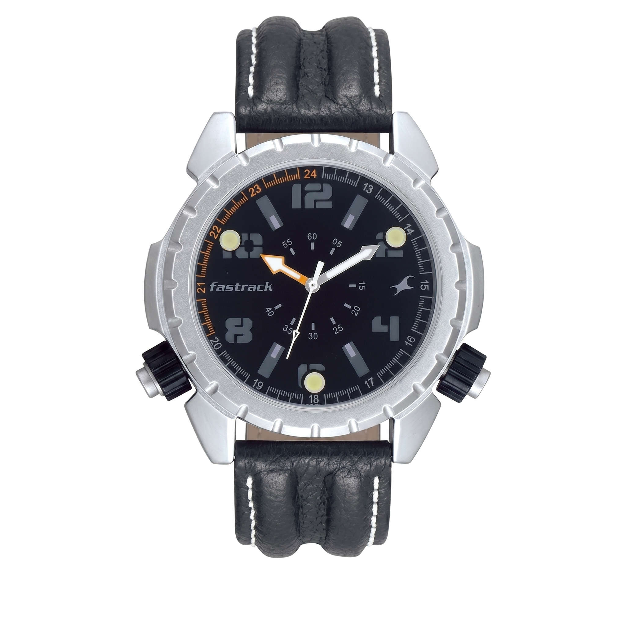 Fastrack 3090SL01 | Fastrack Quartz Analog Black Dial Leather Strap Watch for Guys