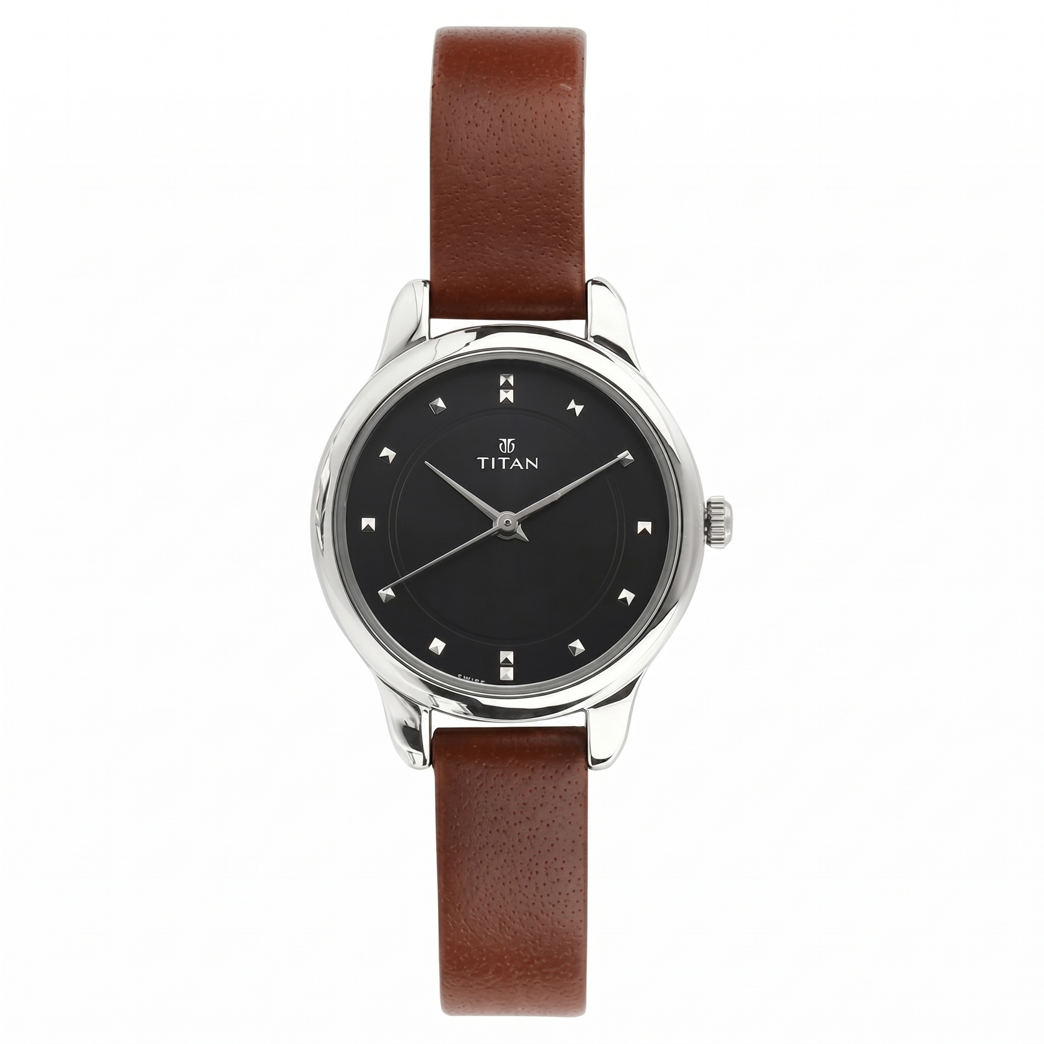 Titan 2481SL07 | Titan Women's Chic minimalist watch with Black dial and leather strap