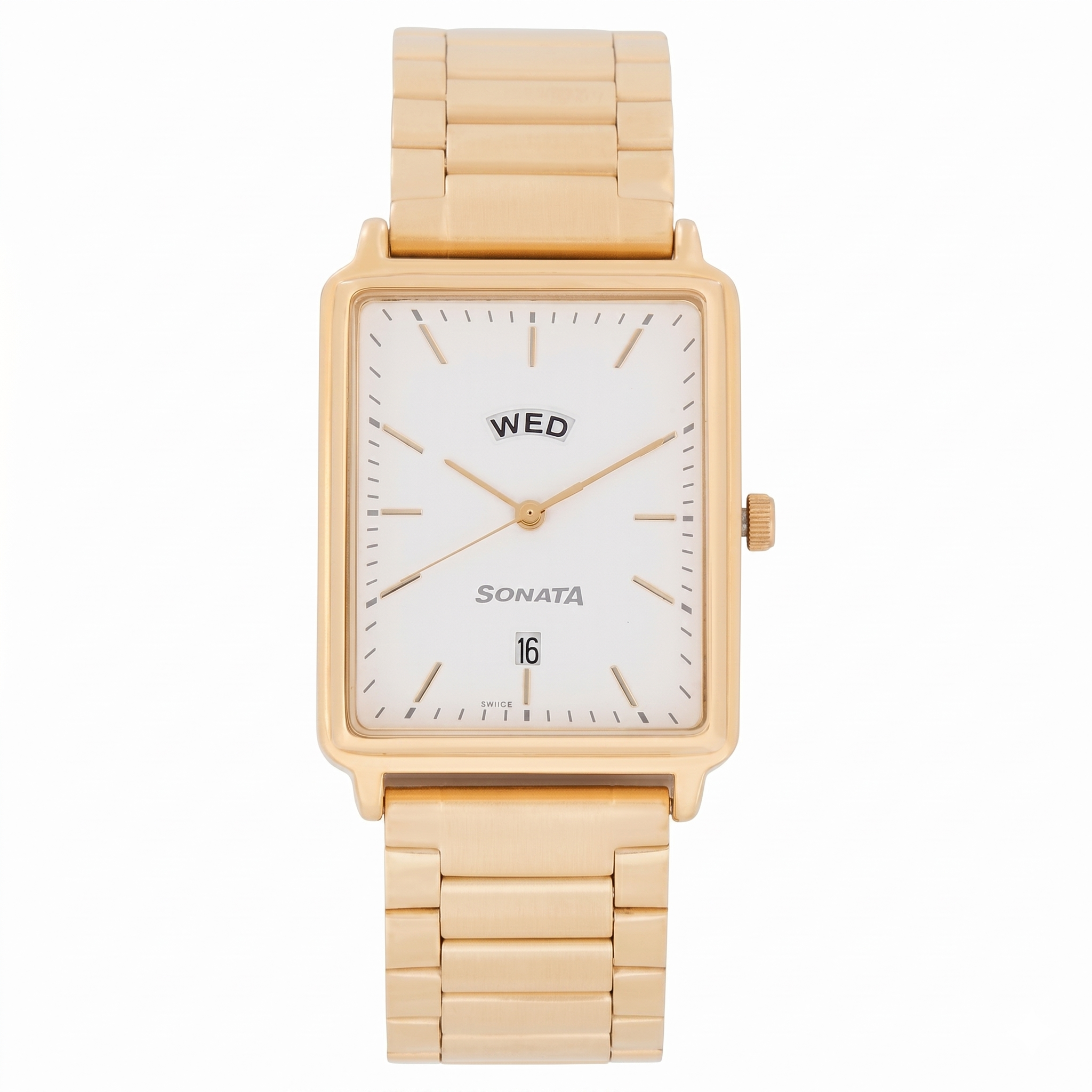 Sonata NN77084YM04 | Sonata Quartz Analog with Day and Date White Dial Stainless Steel Strap Watch for Men
