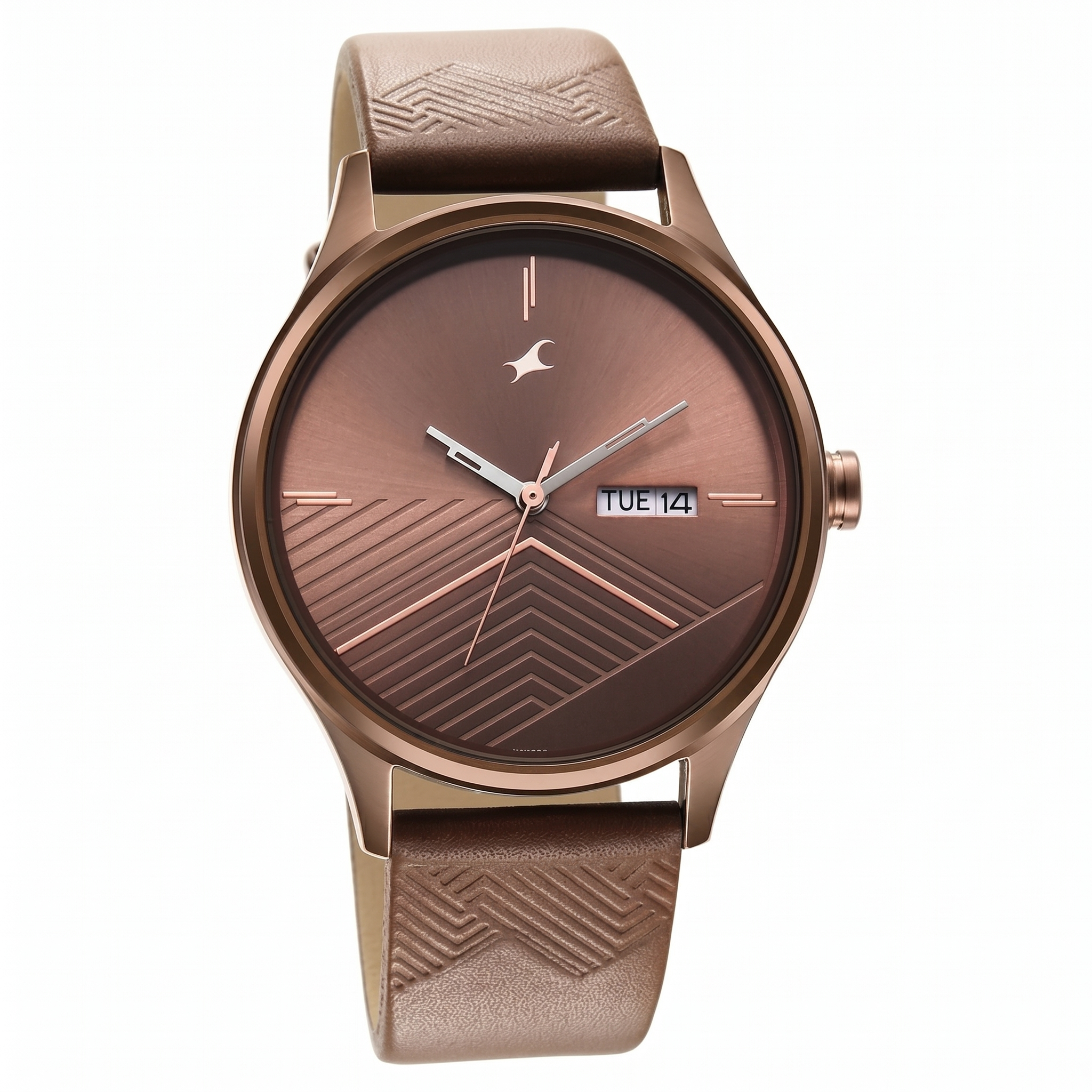 Fastrack 3247QL02 | Fastrack Style Up Brown Dial Leather Strap Watch for Guys