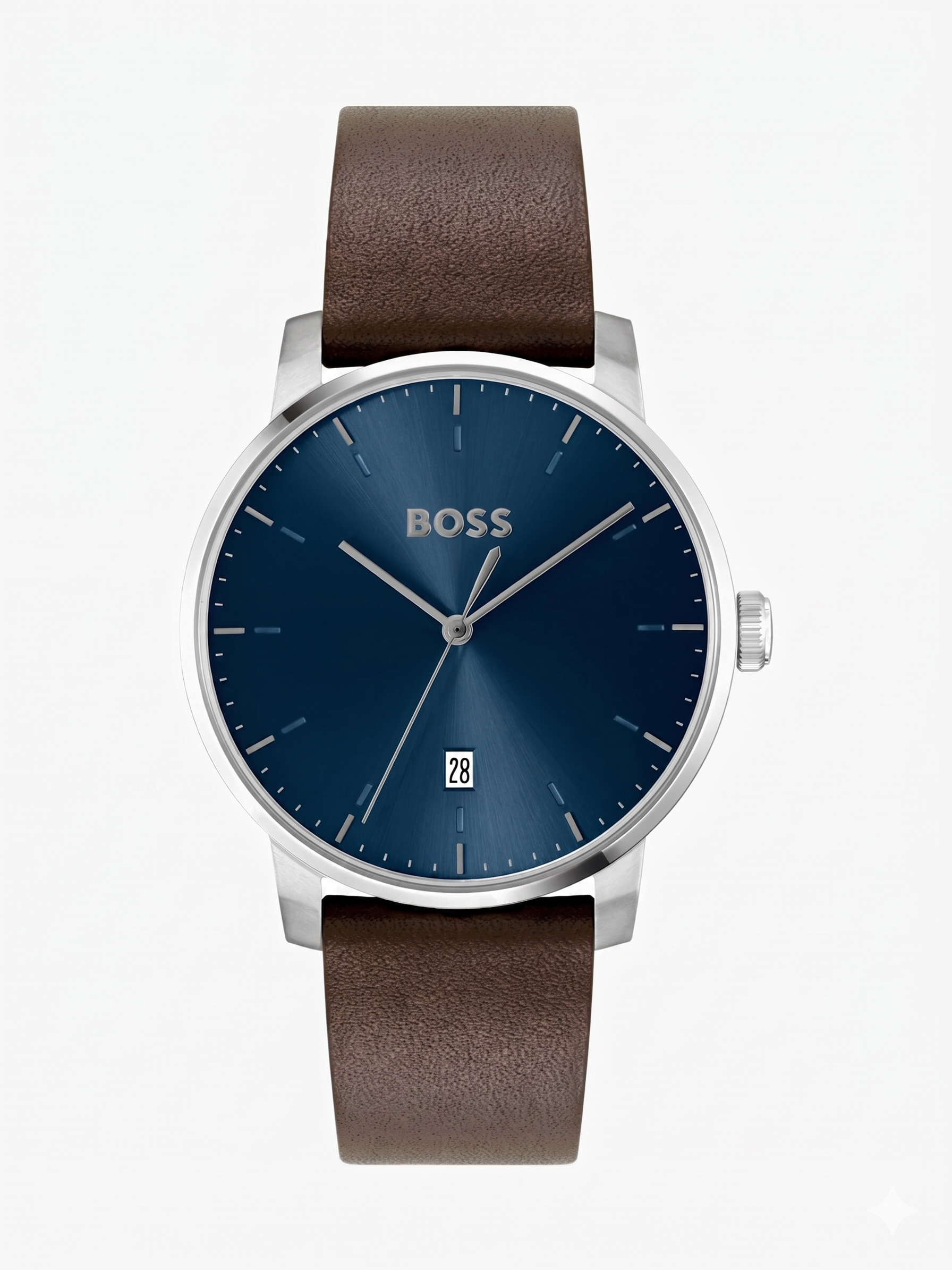 Boss 1514160 | Dean Men Quartz Blue Dial Analog Leather Watch.