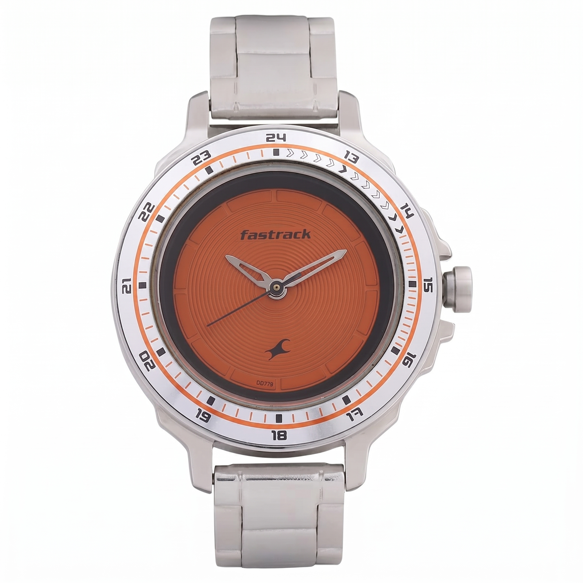 Fastrack 6135SM02C | Fastrack Quartz Analog Orange Dial Stainless Steel Strap Watch for Girls