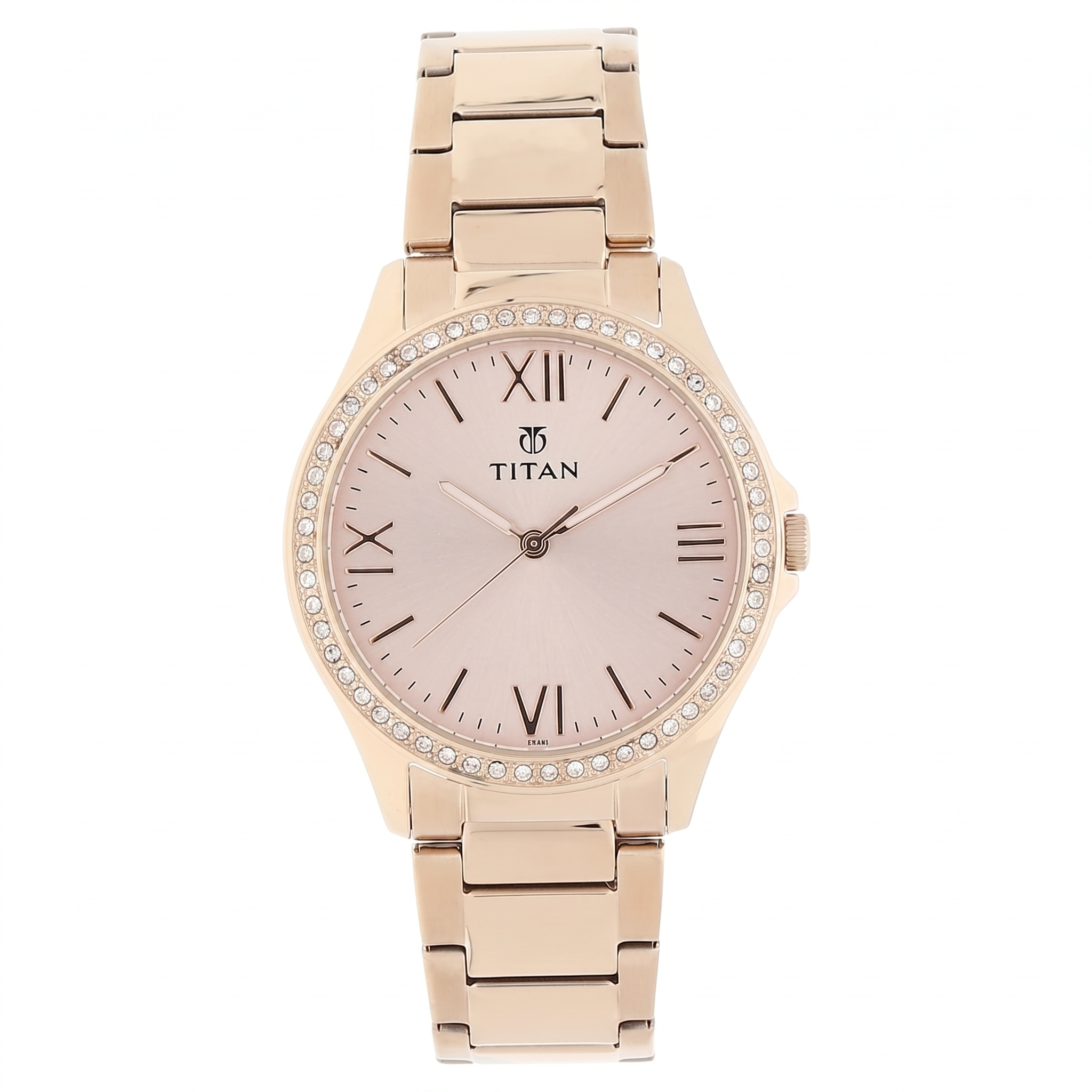 Titan 9955WM01 | Titan Quartz Analog Rose Gold Dial Stainless Steel Strap Watch for Women