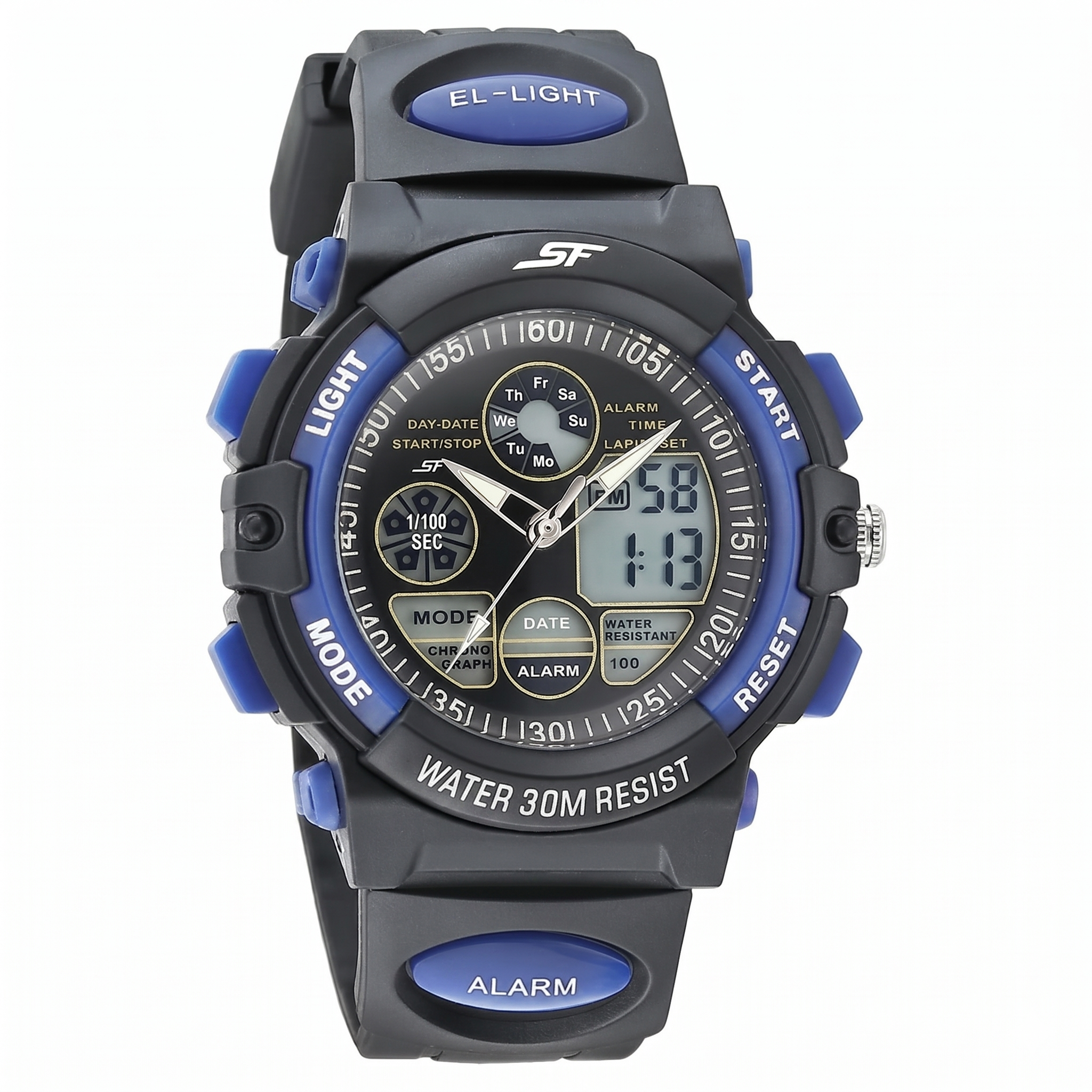 Sonata NR77116PP04W | SF Quartz Analog Digital Black Dial PU Strap Watch for Men