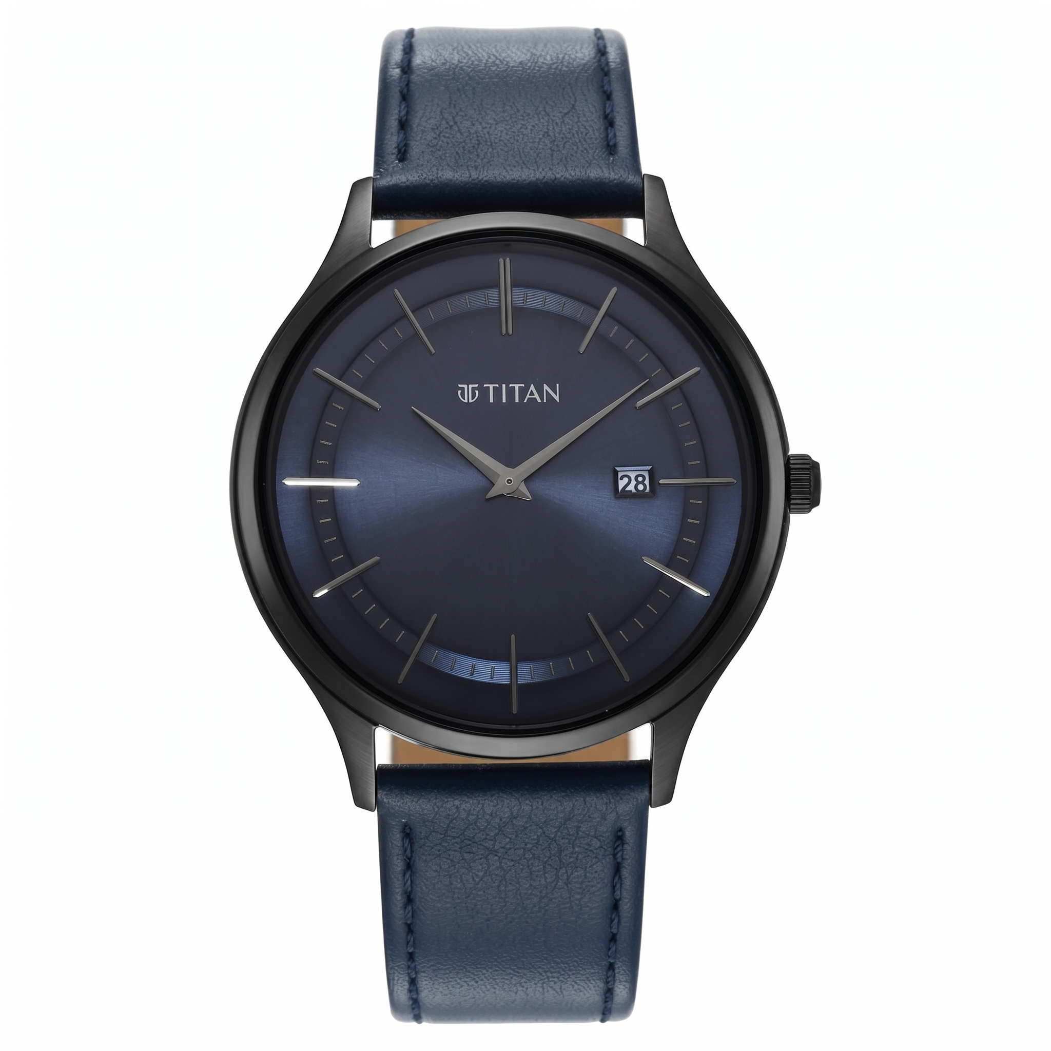 Titan 90142NL01 | Titan Classique Slimline Blue Dial Analog with Date Leather Strap watch for Men