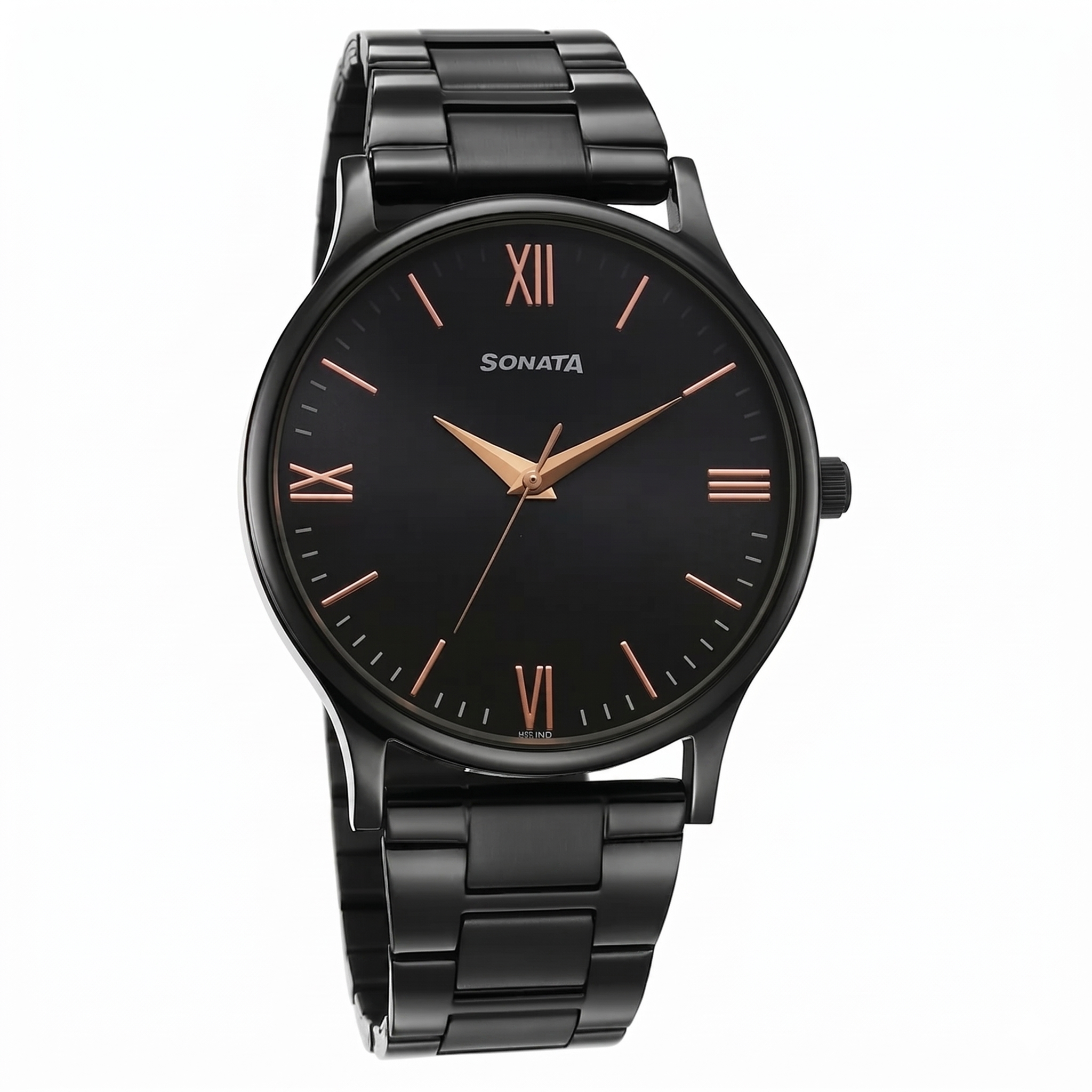Sonata 77105NM09W | Sonata Aspire Quartz Analog Black Dial Stainless Steel Strap Watch for Men