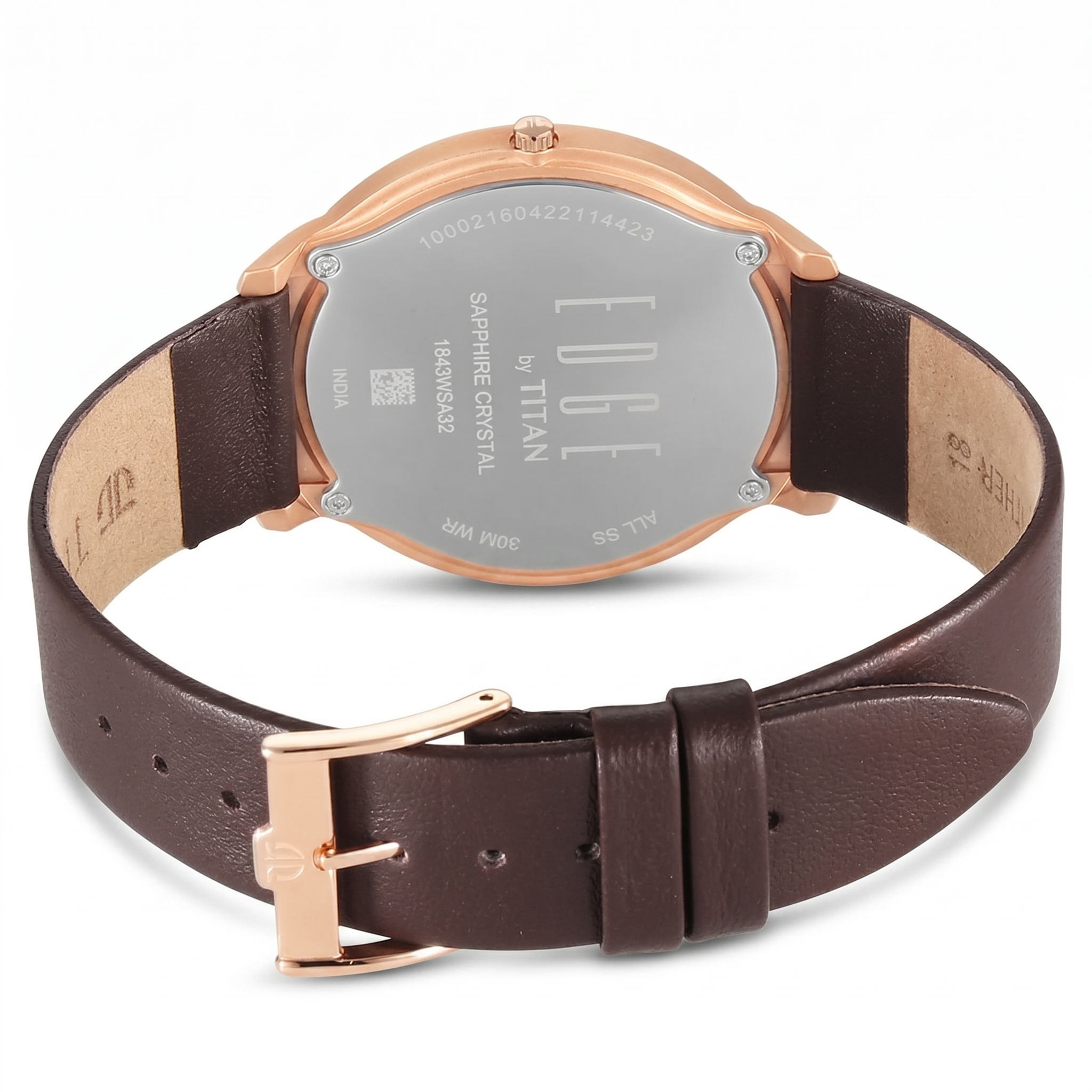 Titan 1843WL03 | Titan Edge Slim Leather Strap Black Dial Analog Watch for Women