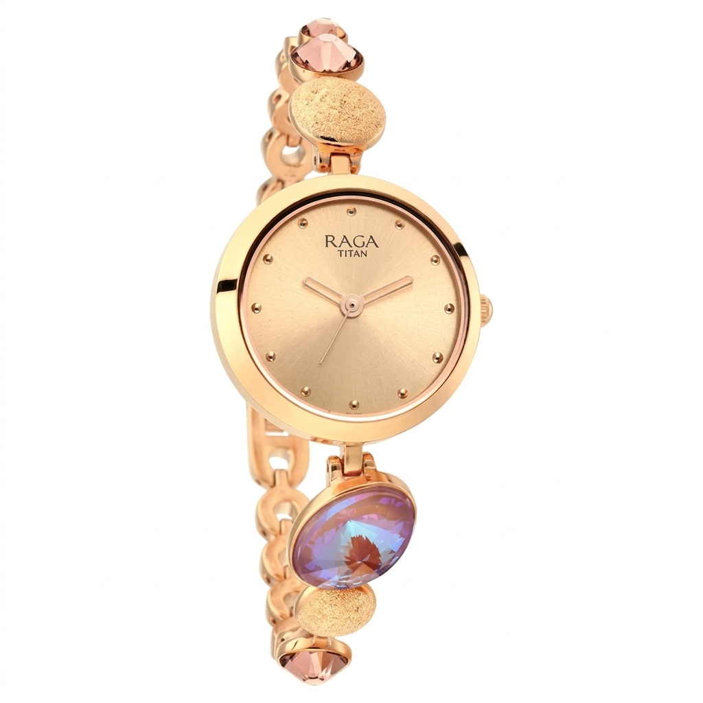 Titan 2606WM08 | Raga Women's Charm: Elegant Mother of Pearl Dial with Ornate Strap Watch