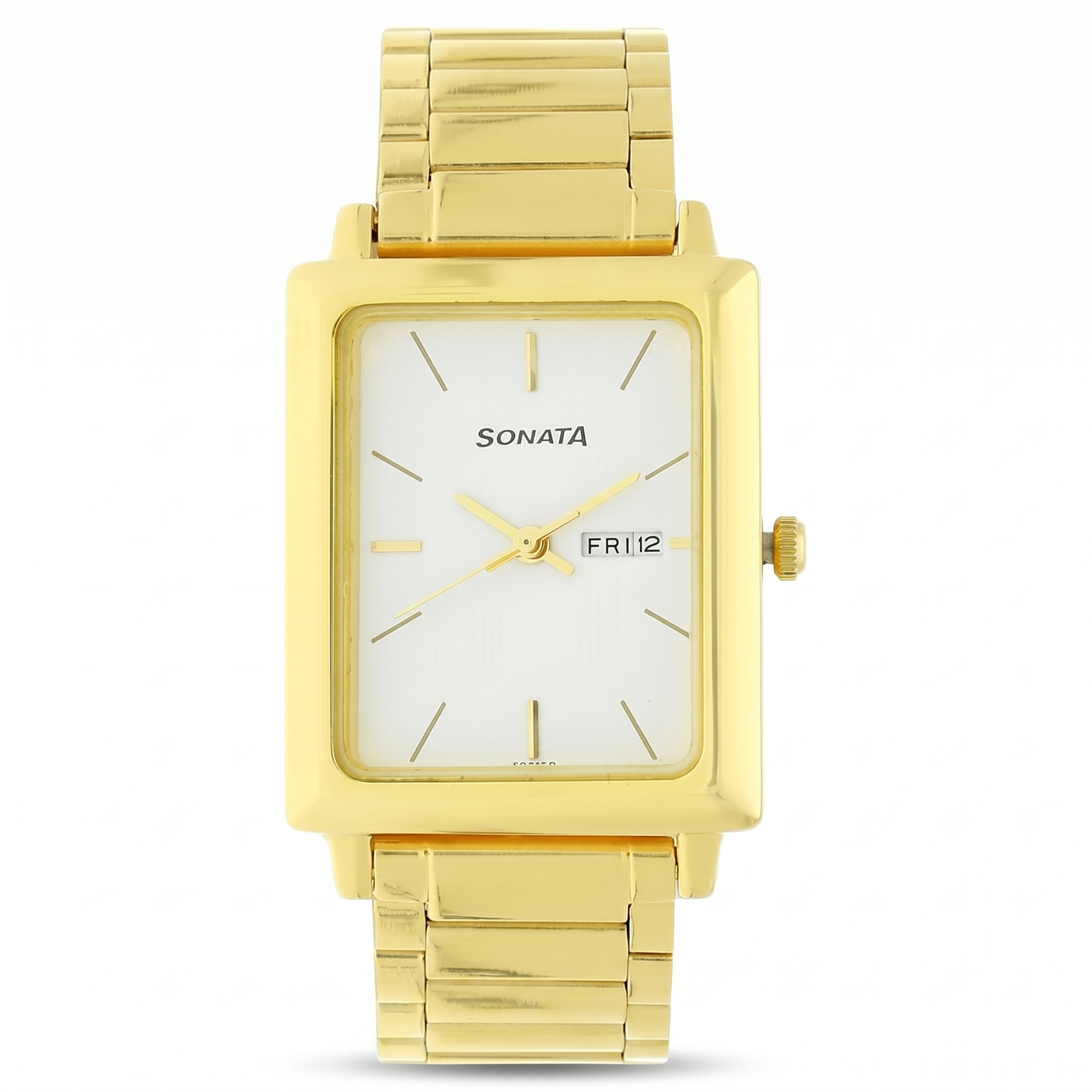 Sonata NP7078YM03 | Sonata Quartz Analog with Day and Date White Dial Stainless Steel Strap Watch for Men