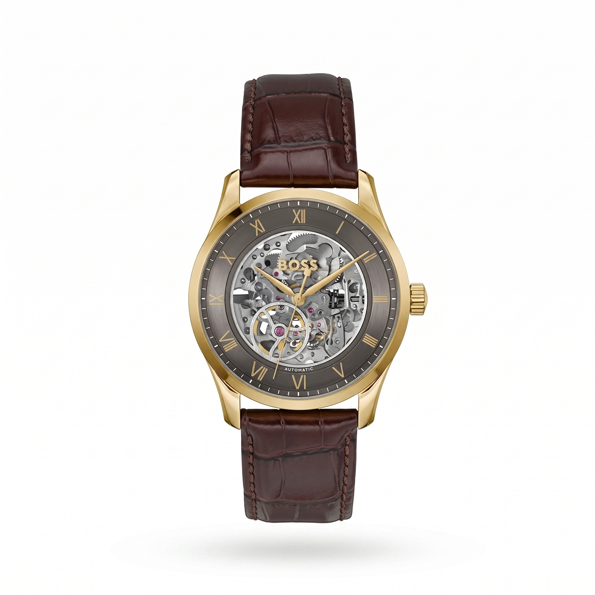 Boss 1514235 | Principle Skeleton Men Automatic Grey Dial Analog Leather Watch