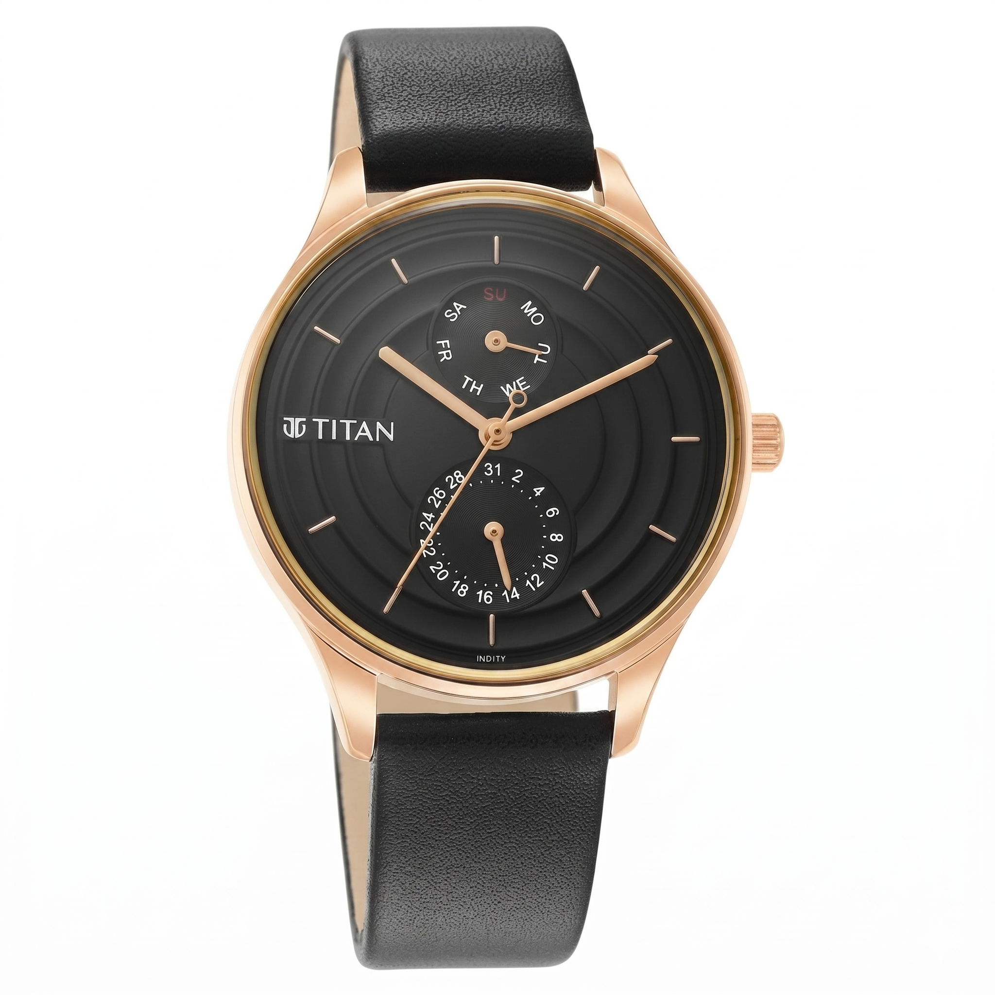 Titan 2670WL07 | Titan Neo Workdays Black Dial Quartz Multifunction Leather Strap watch for Women