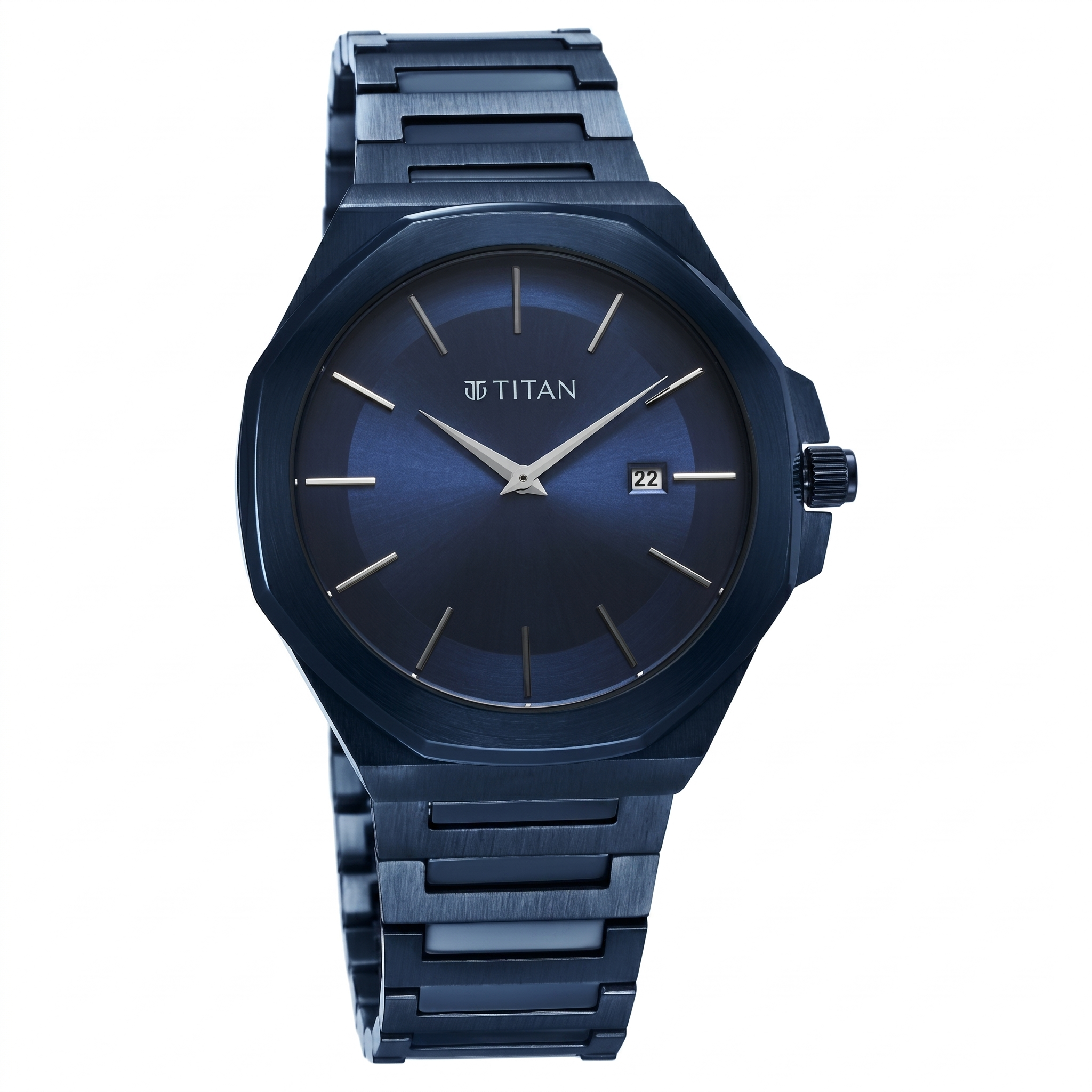 Titan 90167Q01 | Titan Classic Slim Quartz Analog with Date Blue Dial Stainless Steel Strap Watch for Men