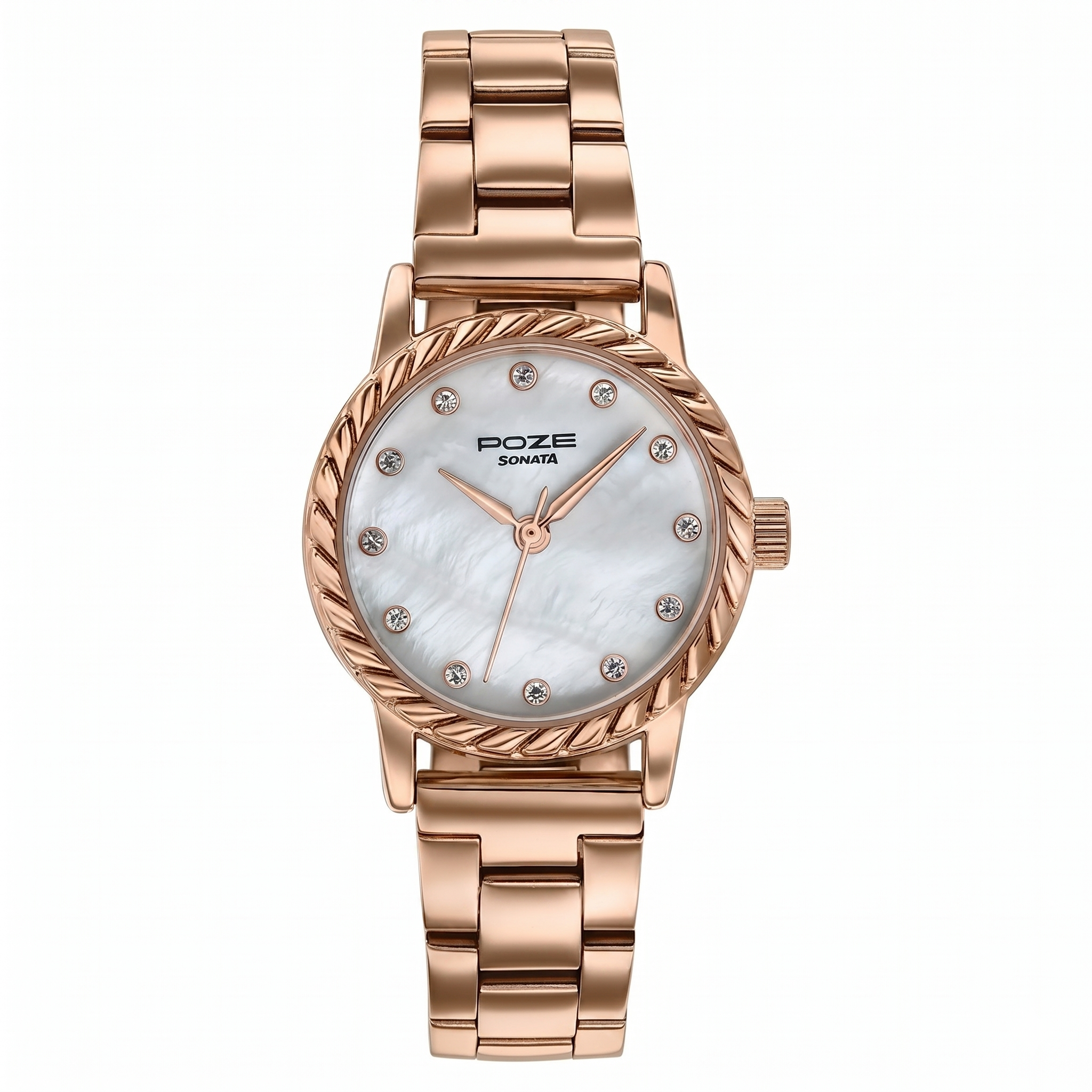 Sonata SP80177WM01 | Poze By Sonata Quartz Analog White Mother of Pearl Dial Rose Gold Metal Strap Watch For Women