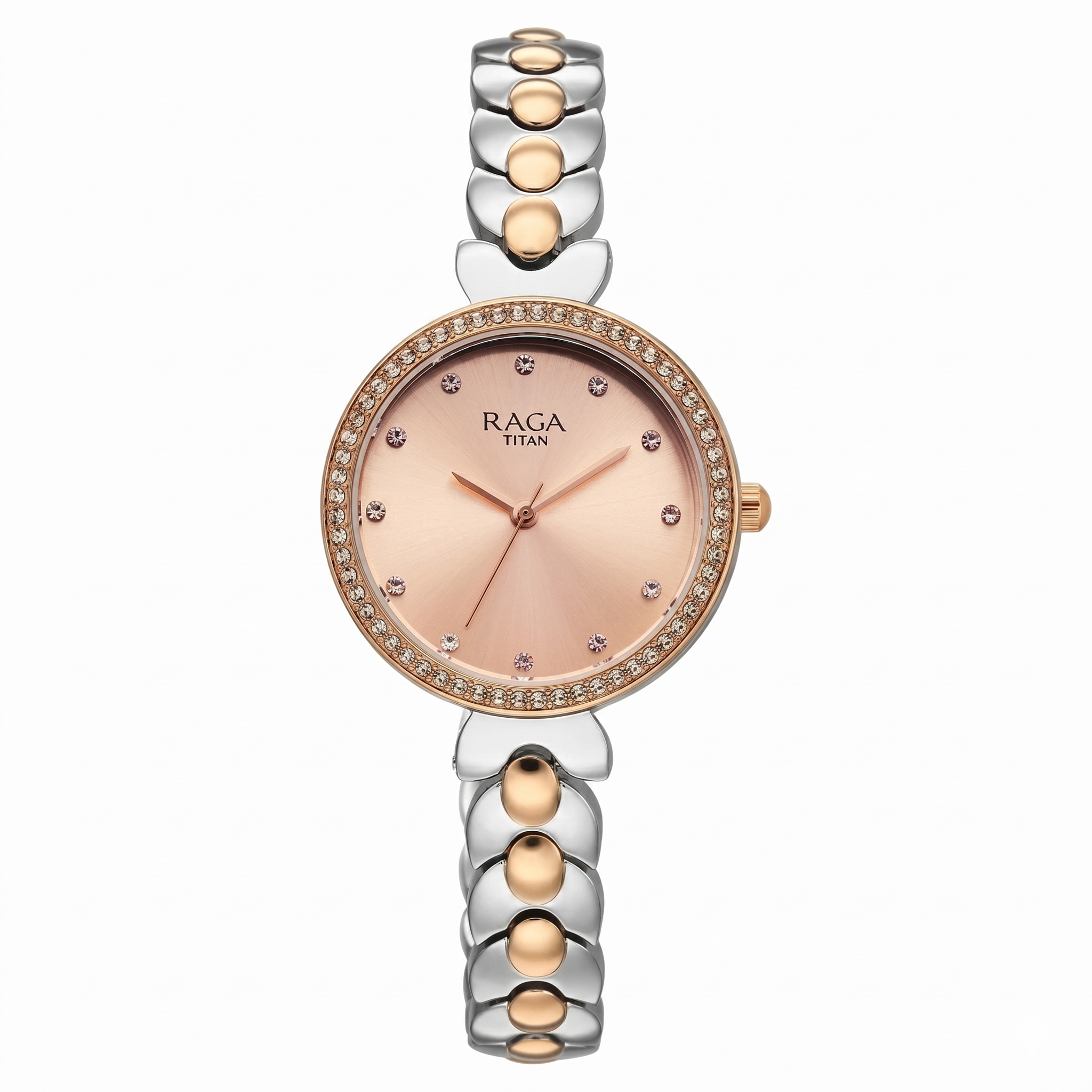 Titan 95357KM01 | Titan Raga Showstopper Quartz Analog Rose Gold Dial Two Toned Metal Strap Watch For Women