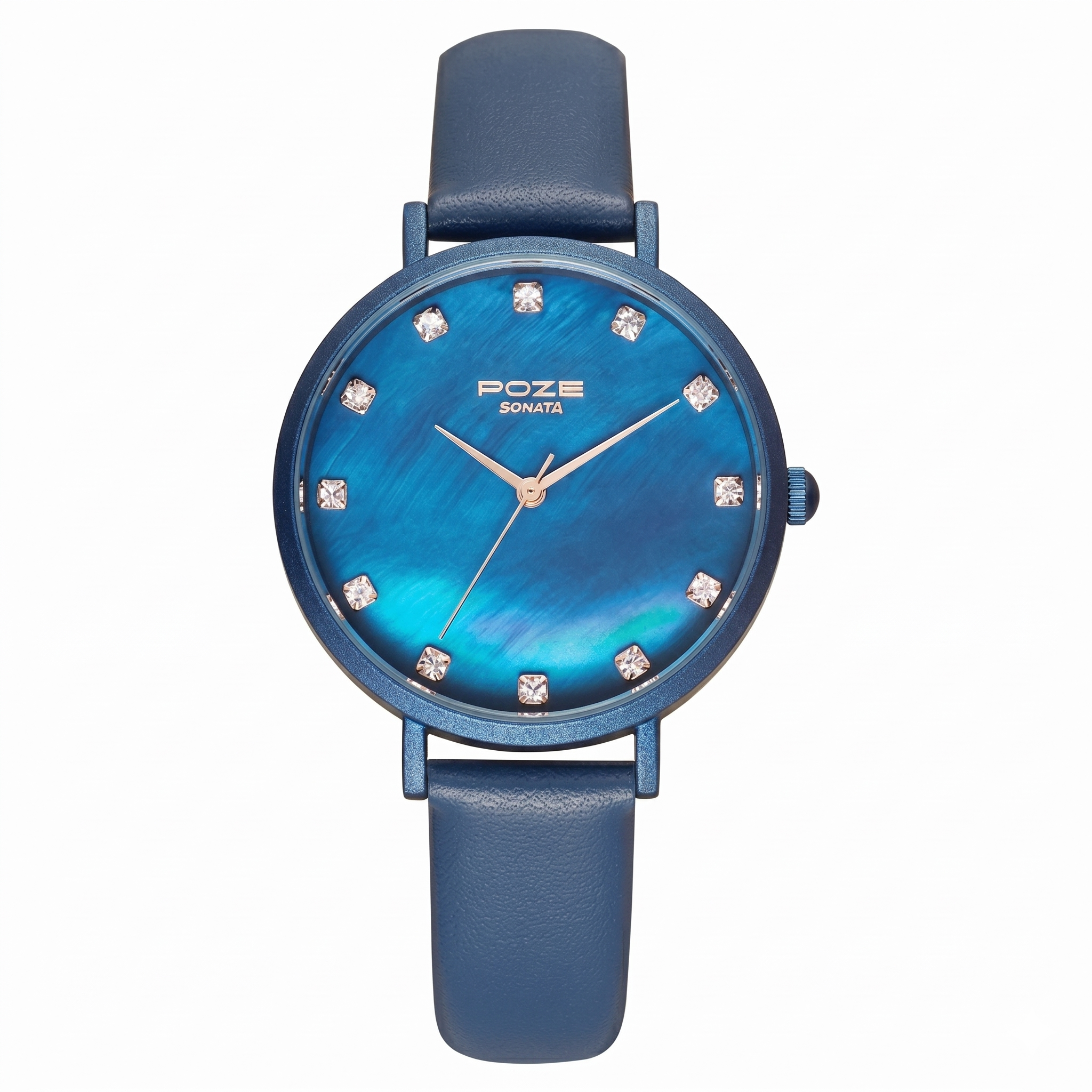 Sonata SP80045QL01W | Poze by Sonata Quartz Analog Blue Dial PU Leather Strap Watch for Women