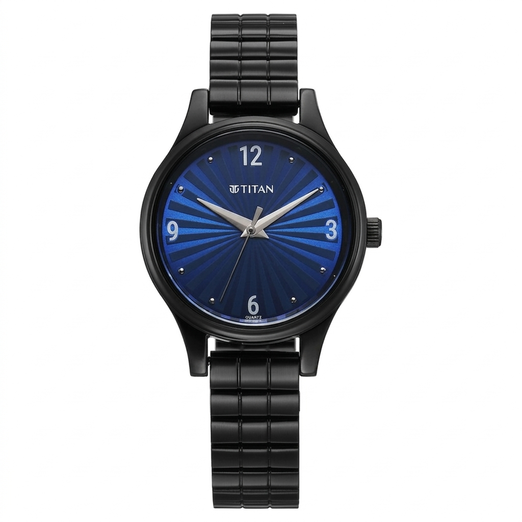 Titan 2679NM02 | Titan Karishma Quartz Analog Blue Dial Black Stainless Steel Strap Watch For Women