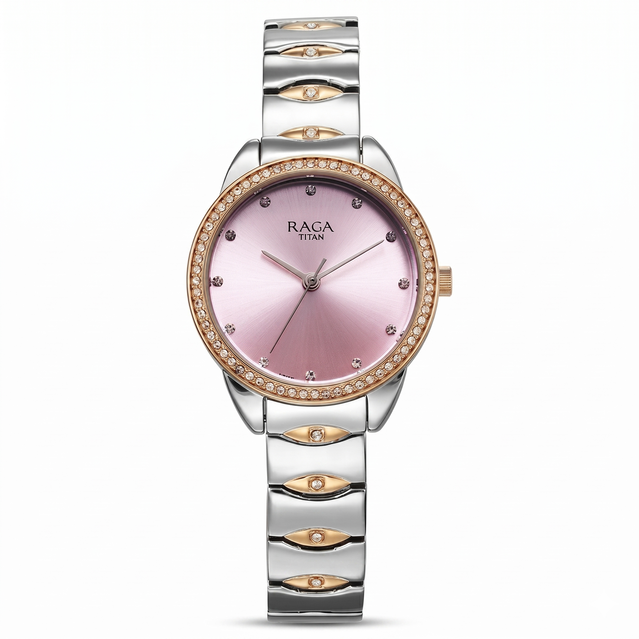 Titan 95281KM01 | Titan Raga Showstopper Quartz Analog Purple Dial Two Toned Metal Strap Watch For Women