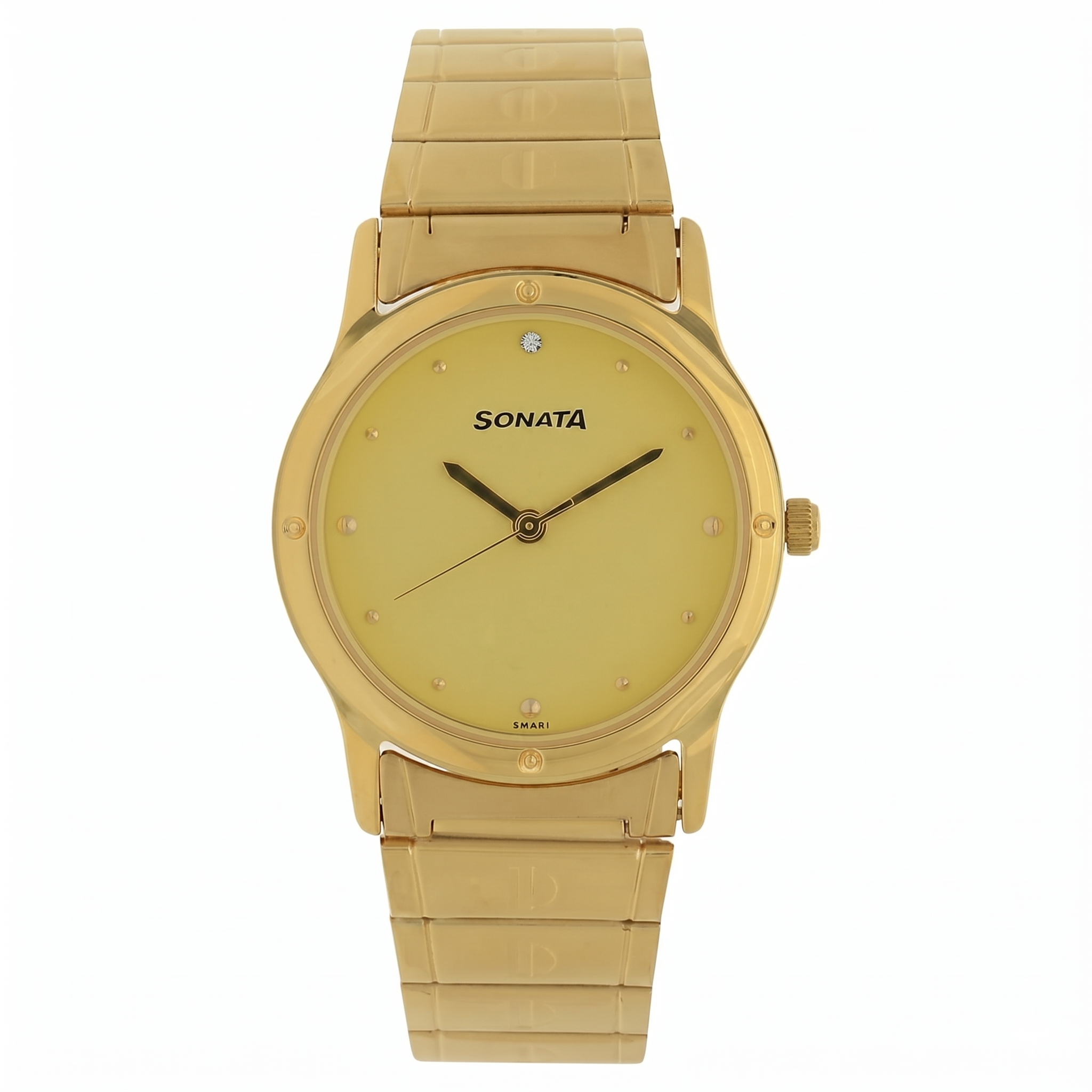Sonata NM7023YM02 | Sonata Quartz Analog Champagne Dial Stainless Steel Strap Watch for Men
