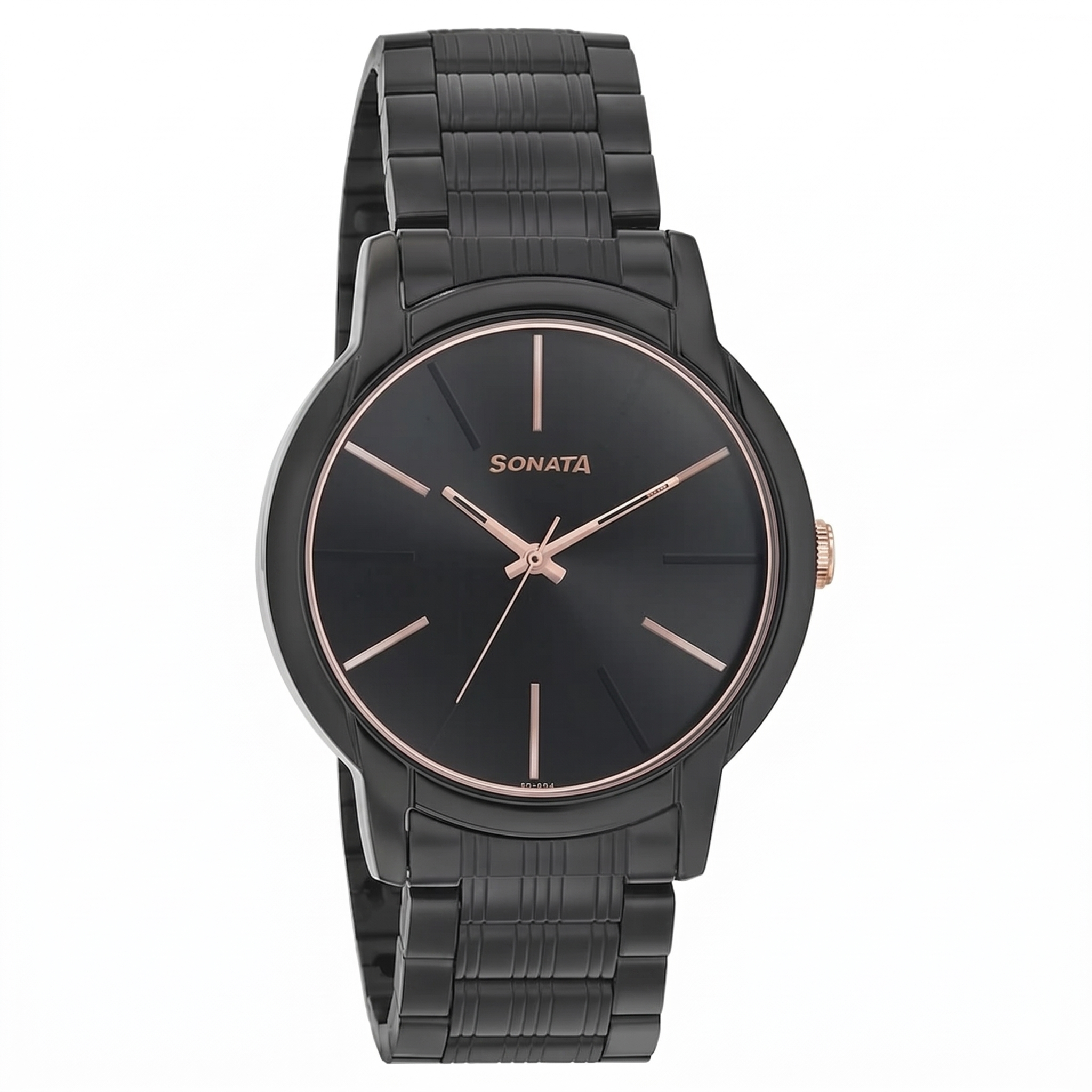 Sonata NS77031KM04 | Sonata Beyond Gold Quartz Analog Black Dial Metal Strap Watch for Men