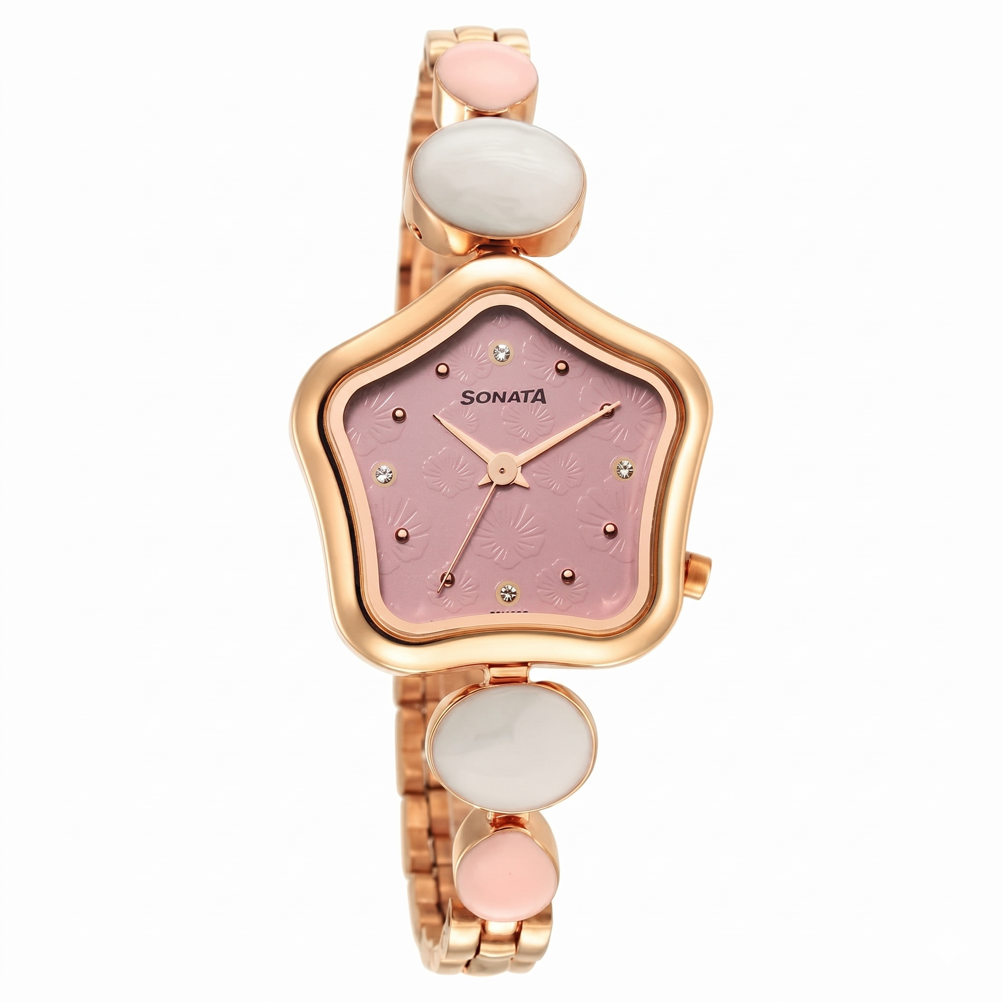 Sonata 8185KM01 | Sonata Utsav Pink Dial Rose Gold Bi Metal Strap Watch for Women