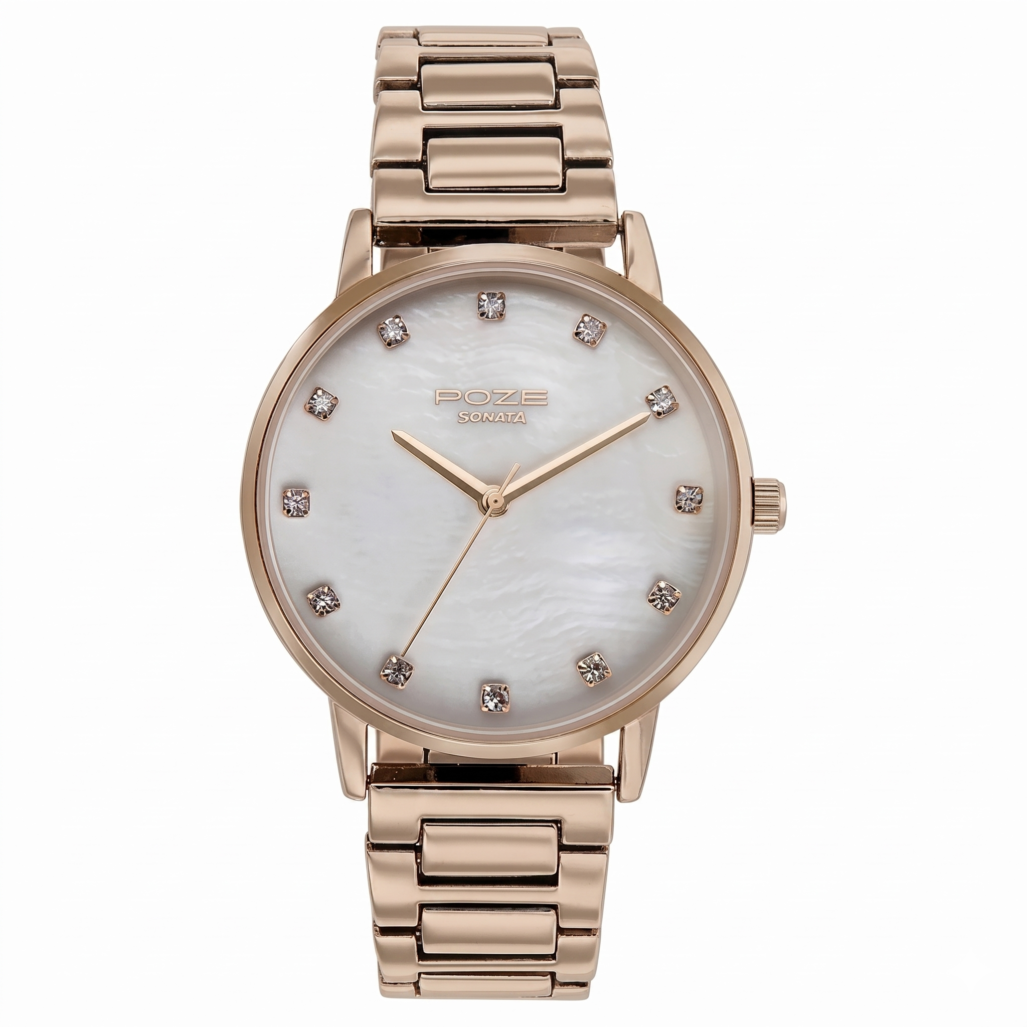 Sonata SP80055WM01 | Sonata Poze Quartz Analog White Dial Metal Strap Watch for Women