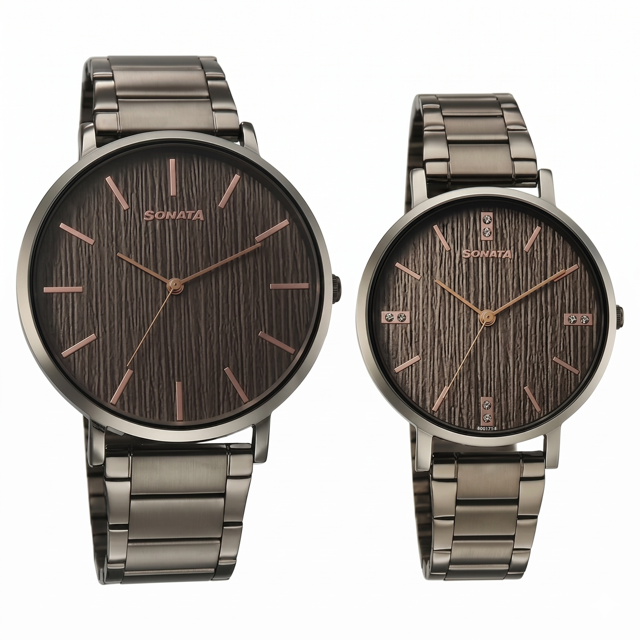 Sonata 7715087073QM01 | Sonata Soulmate Quartz Analog Grey Dial Grey Stainless Steel Strap Watch For Couple