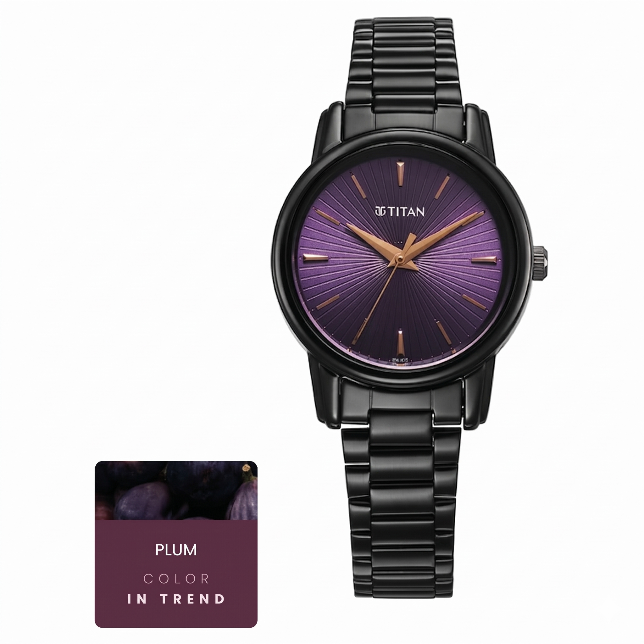 Titan 2760NM01 | Titan Karishma Quartz Analog Purple Dial Black Stainless Steel Strap Watch For Women