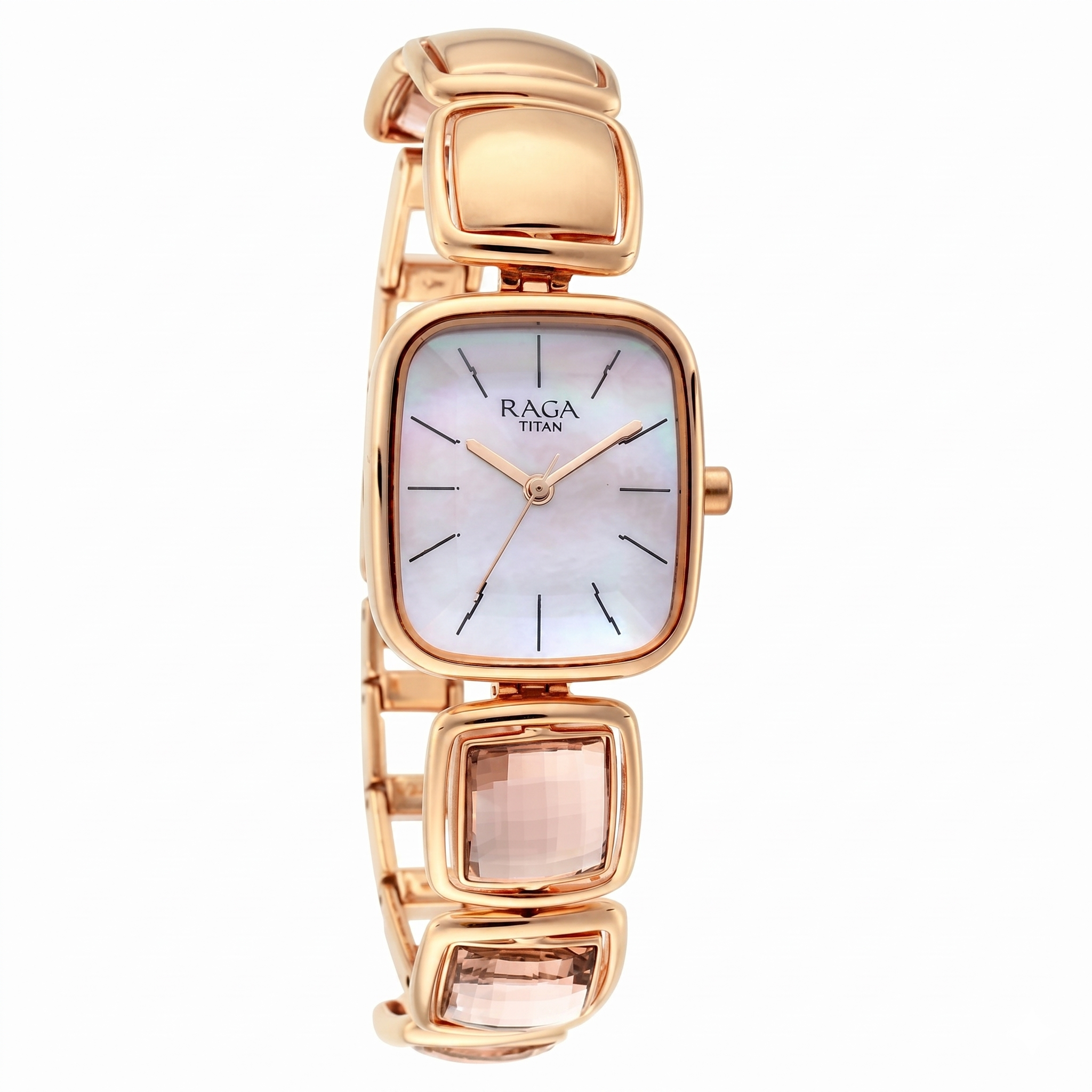 Titan 95136WM01 | Titan Raga Moments of Joy Mother of Pearl Dial Analog Rose Gold Metal Strap watch for Women