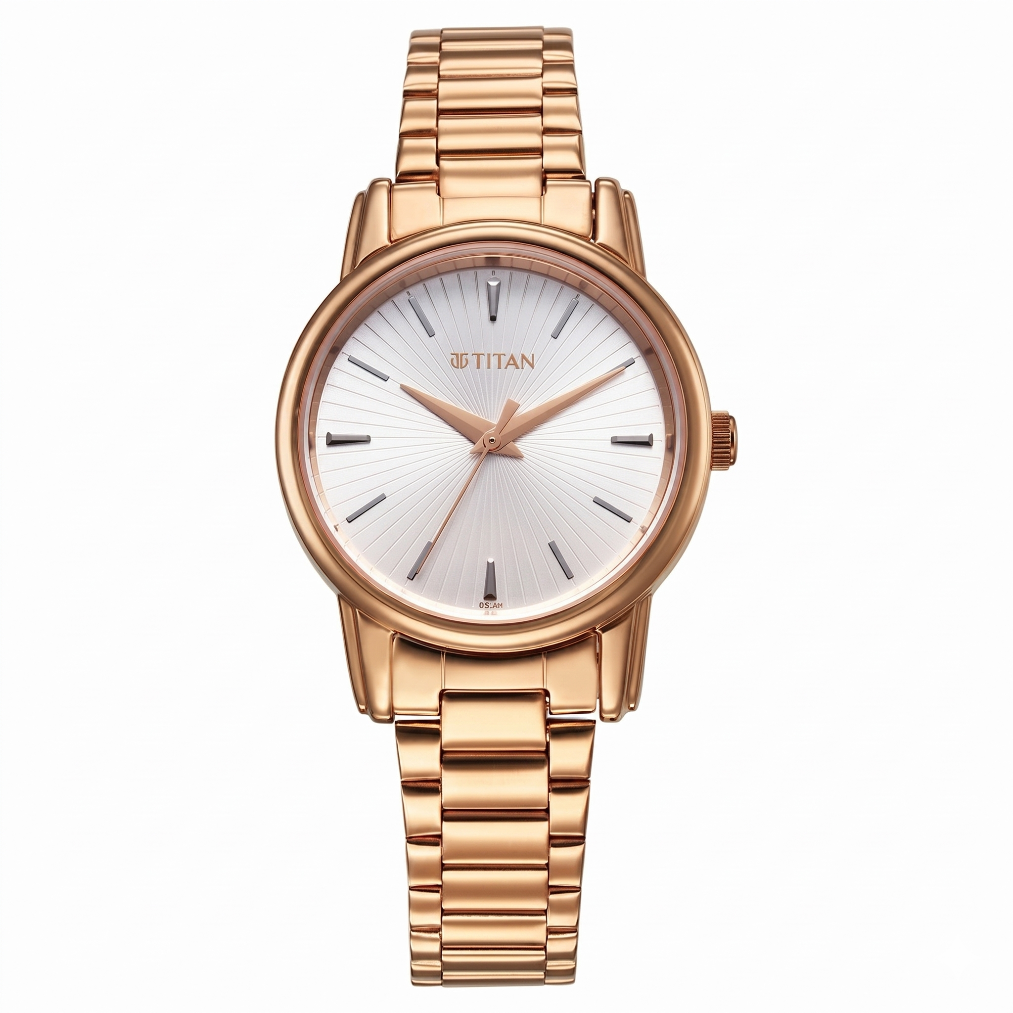 Titan 2760WM01 | Titan Karishma Quartz Analog Silver Dial Rose Gold Stainless Steel Strap Watch For Women