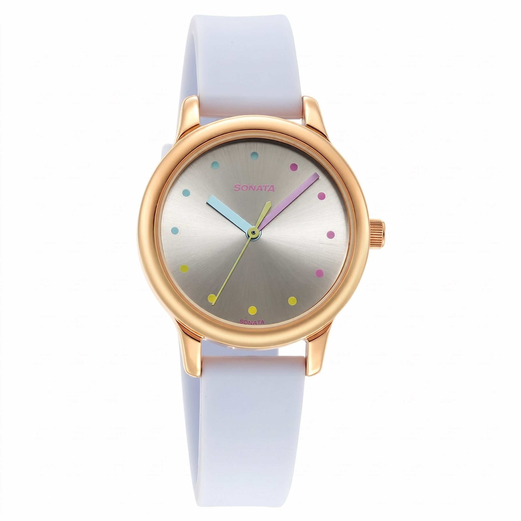 Sonata 8178WP03 | Sonata Splash Silver Dial Women Watch With Plastic Strap